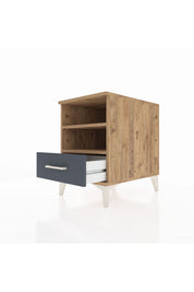 Kronos Komodin 2 Raflı Tek Çekmeceli 44x59x64 Çam-Antrasit