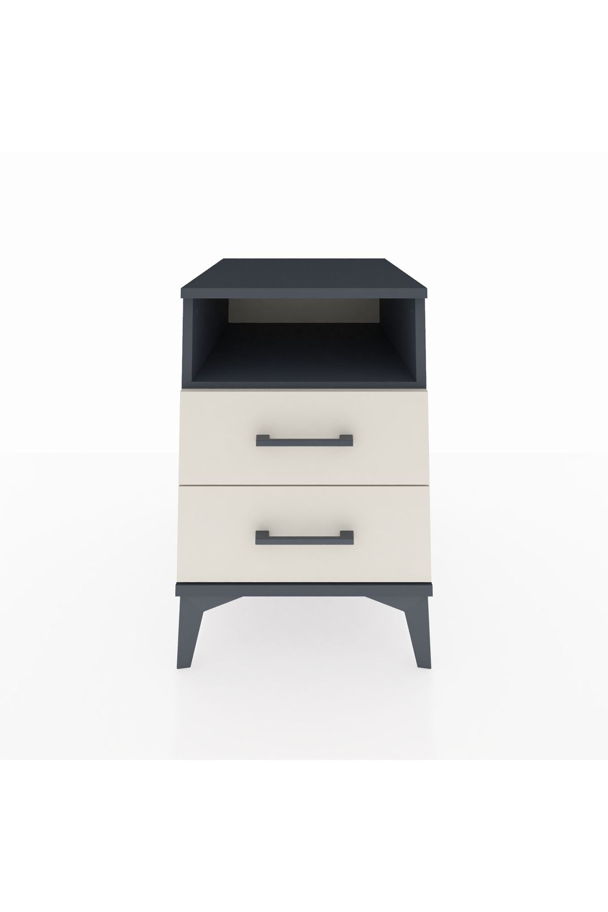 Kronos Komodin Tek Raflı 2 Çekmeceli 44x59x64 Antrasit-Aytaşı