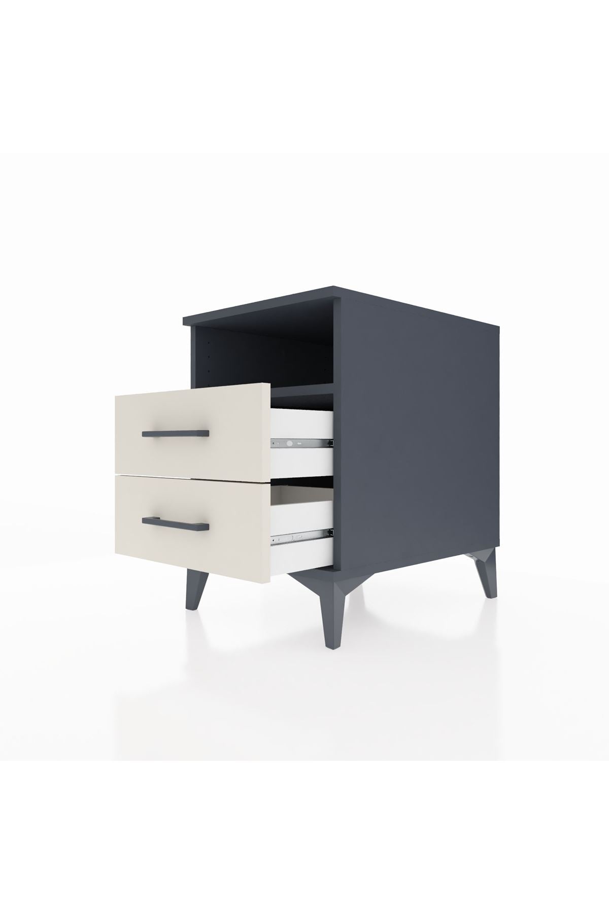 Kronos Komodin Tek Raflı 2 Çekmeceli 44x59x64 Antrasit-Aytaşı