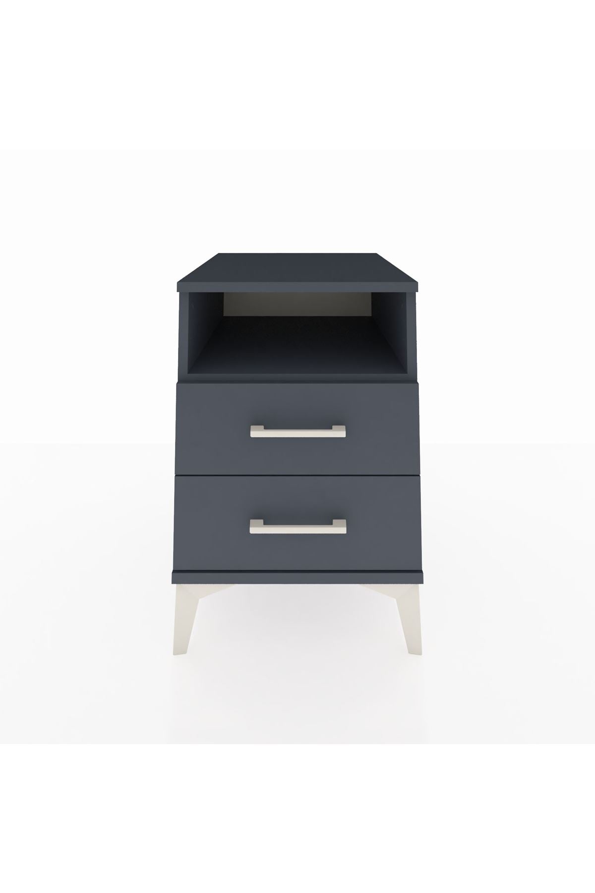 Kronos Komodin Tek Raflı 2 Çekmeceli 44x59x64 Antrasit-Antrasit