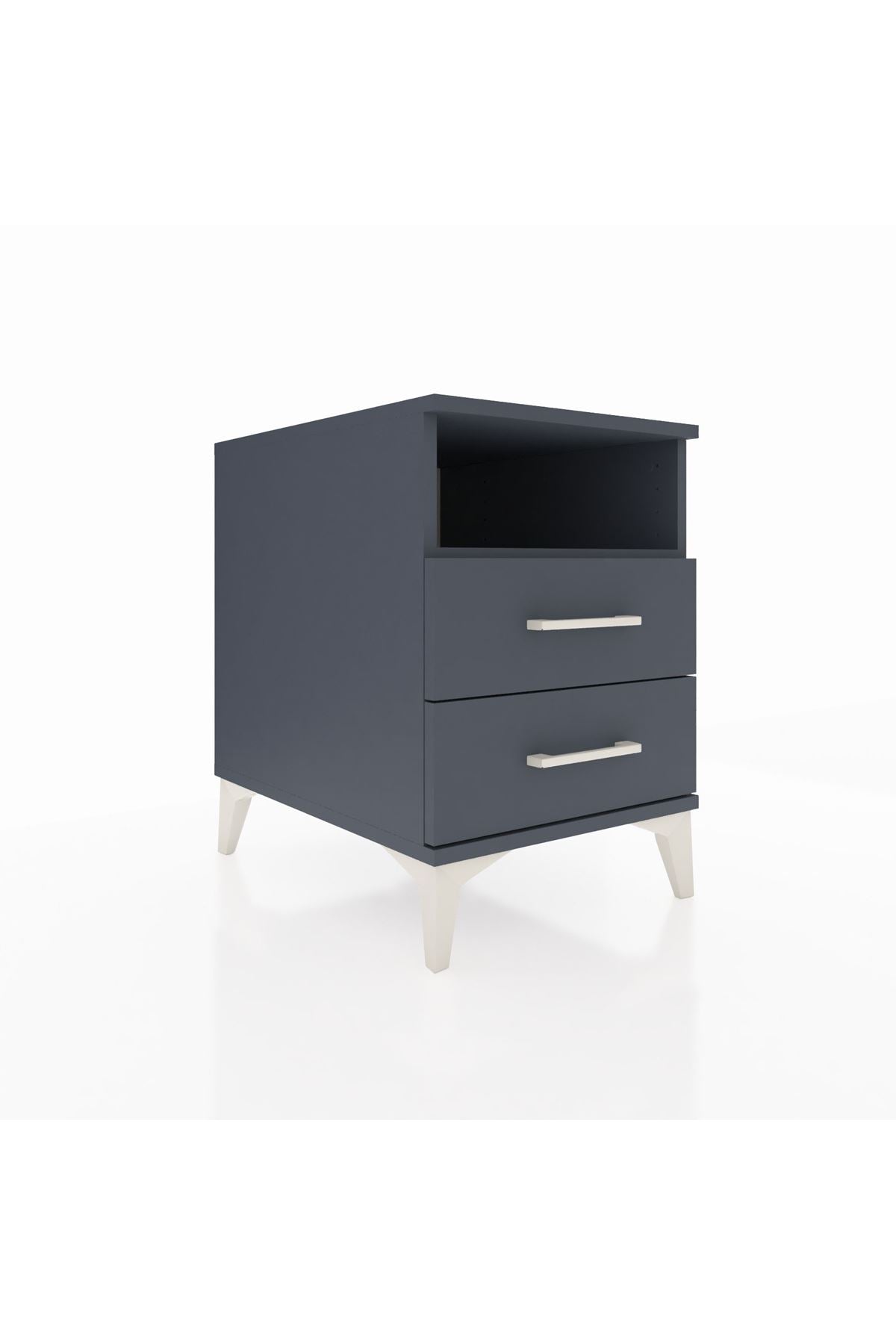 Kronos Komodin Tek Raflı 2 Çekmeceli 44x59x64 Antrasit-Antrasit