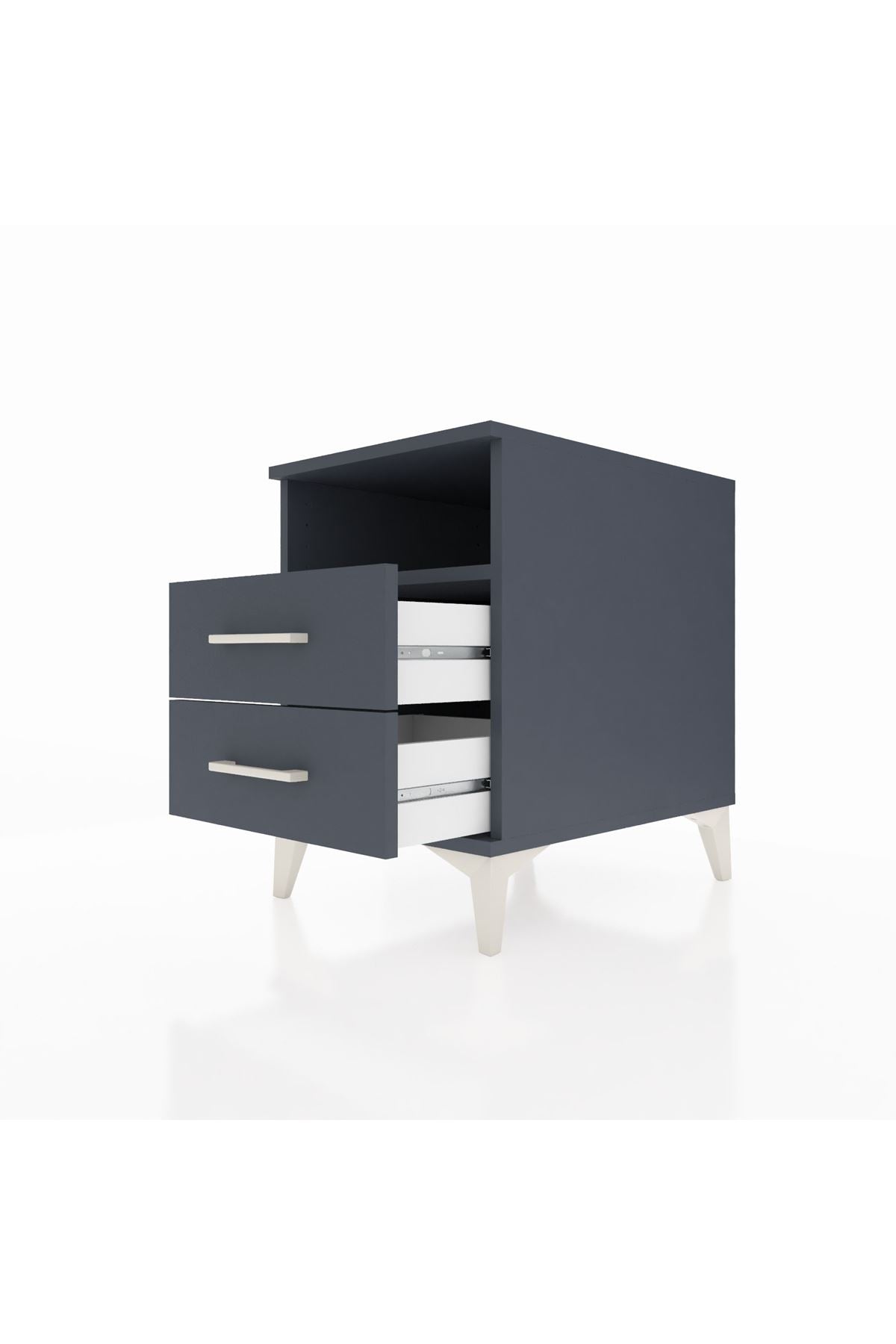 Kronos Komodin Tek Raflı 2 Çekmeceli 44x59x64 Antrasit-Antrasit