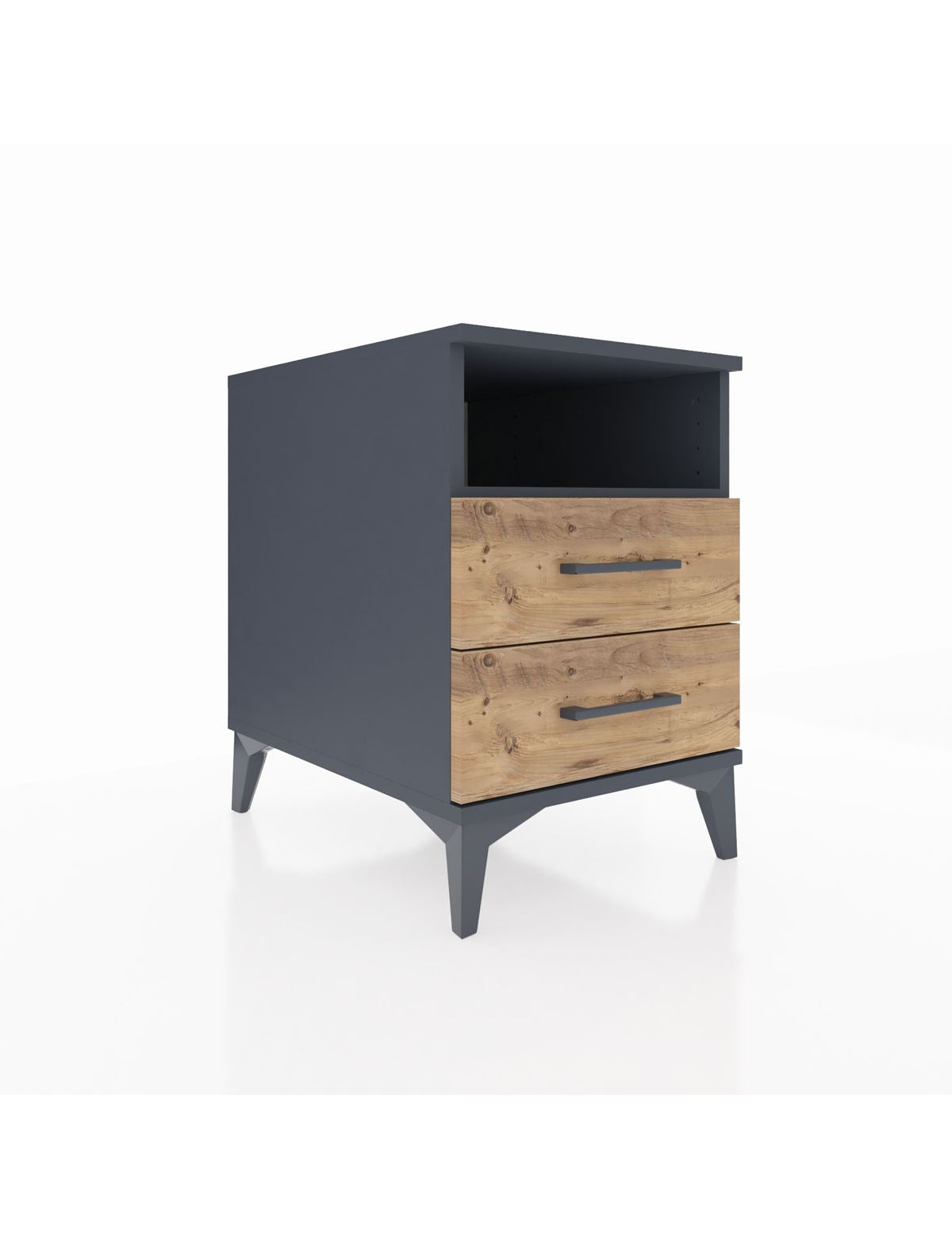 Kronos Komodin Tek Raflı 2 Çekmeceli 44x59x64 Antrasit-Çam