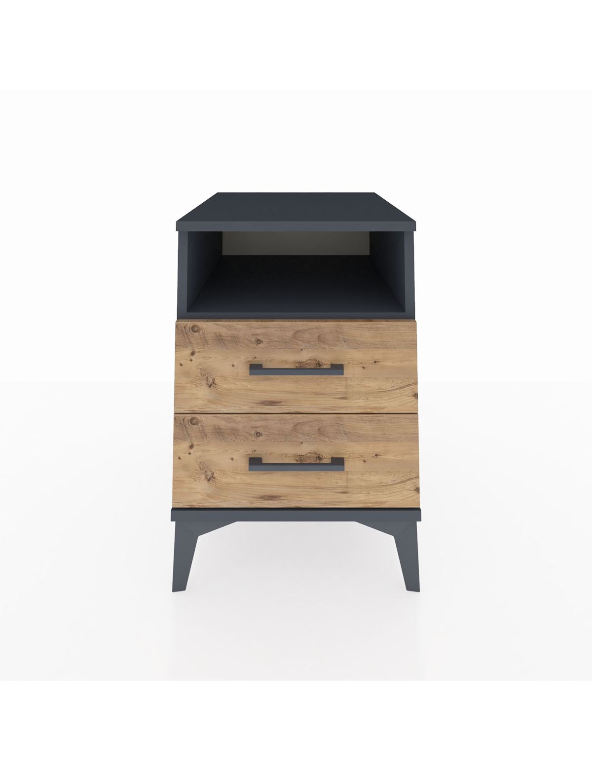 Kronos Komodin Tek Raflı 2 Çekmeceli 44x59x64 Antrasit-Çam