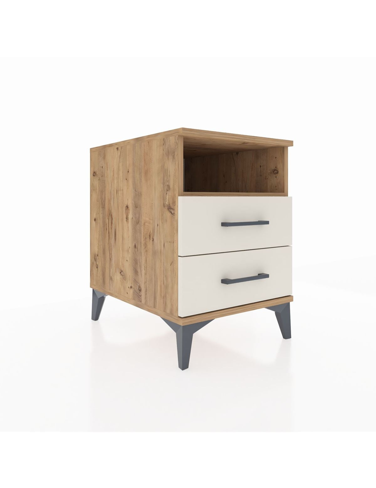 Kronos Komodin Tek Raflı 2 Çekmeceli 44x59x64 Çam-Aytaşı