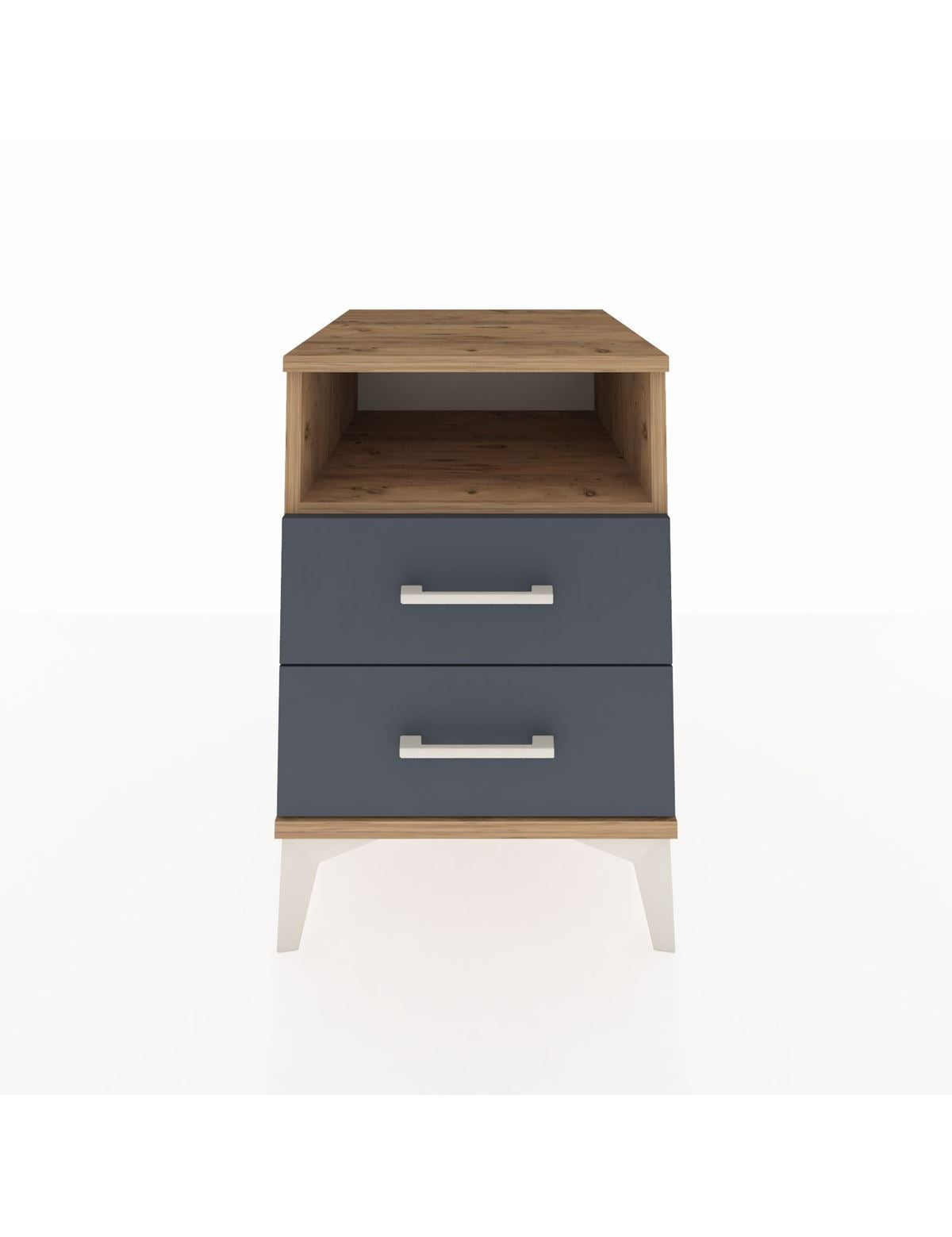 Kronos Komodin Tek Raflı 2 Çekmeceli 44x59x64 Çam-Antrasit