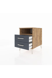 Kronos Komodin Tek Raflı 2 Çekmeceli 44x59x64 Çam-Antrasit