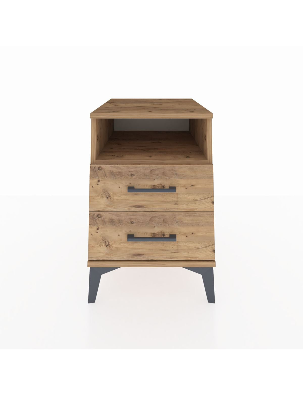 Kronos Komodin Tek Raflı 2 Çekmeceli 44x59x64 Çam-Çam