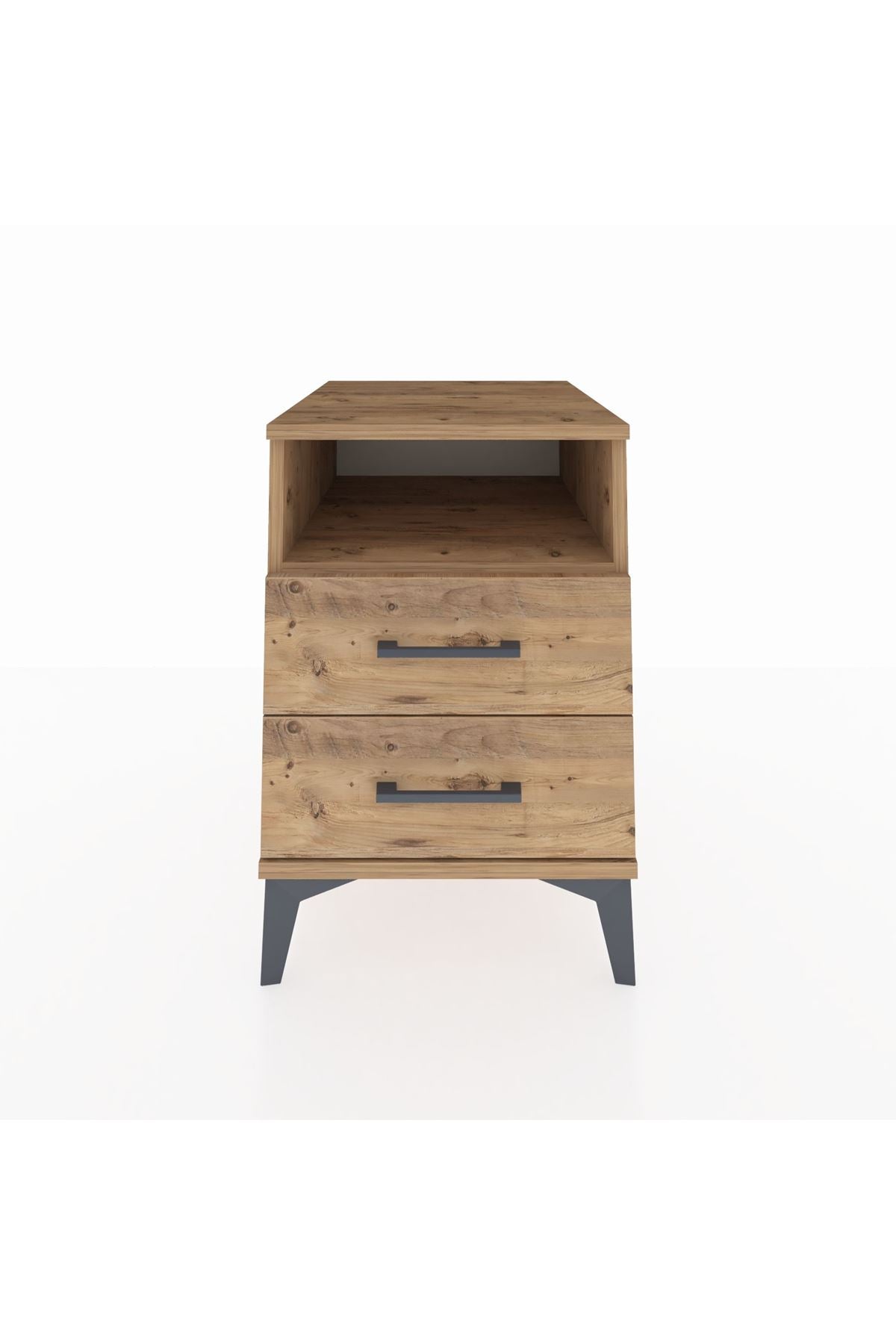 Kronos Komodin Tek Raflı 2 Çekmeceli 44x59x64 Çam-Çam