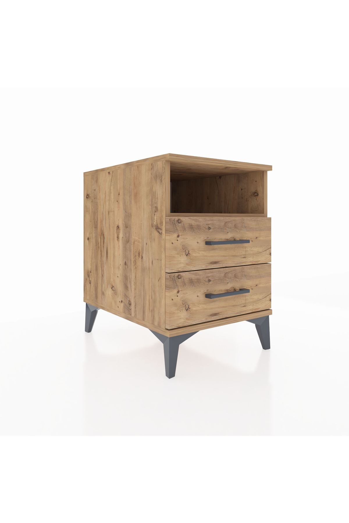 Kronos Komodin Tek Raflı 2 Çekmeceli 44x59x64 Çam-Çam