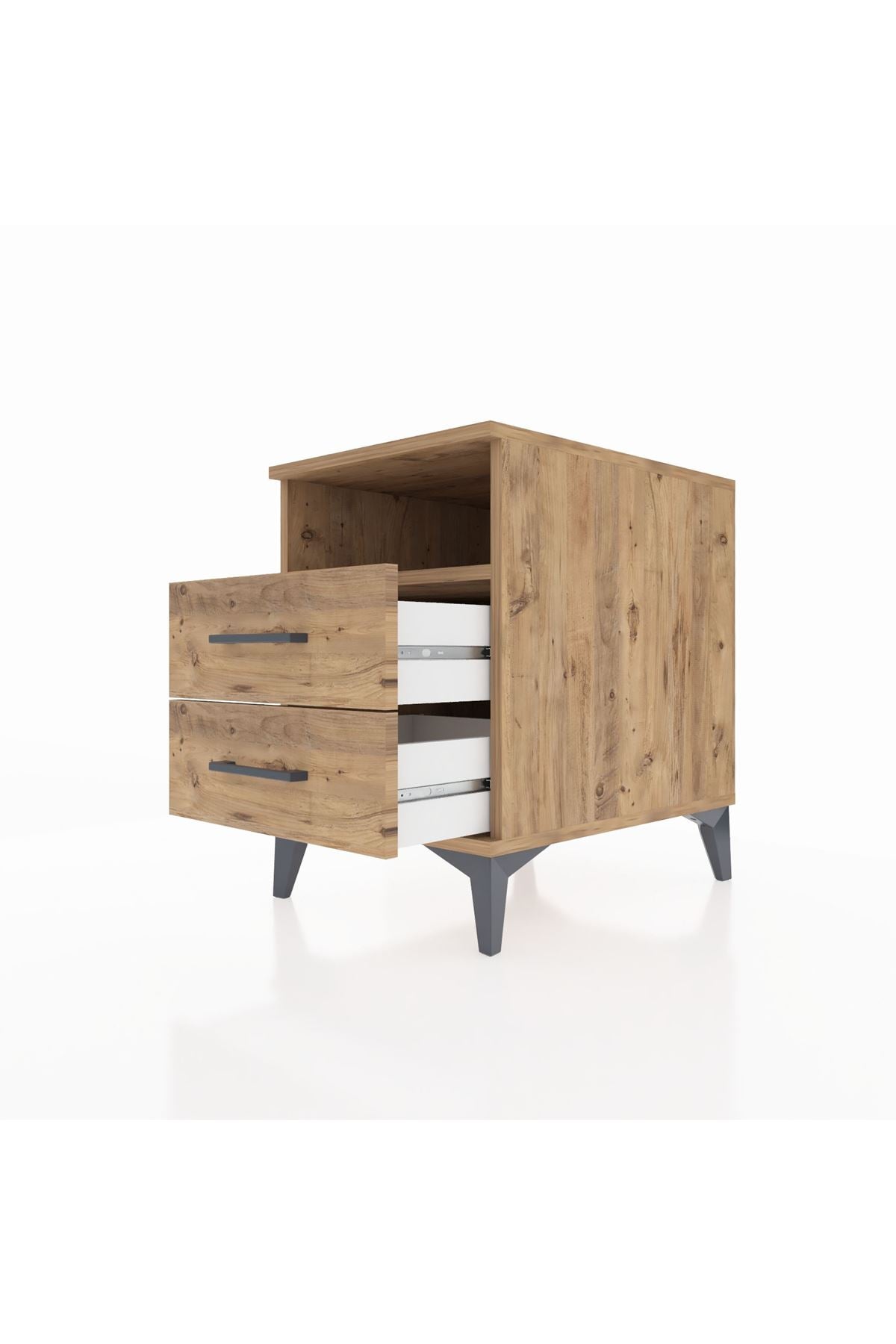 Kronos Komodin Tek Raflı 2 Çekmeceli 44x59x64 Çam-Çam