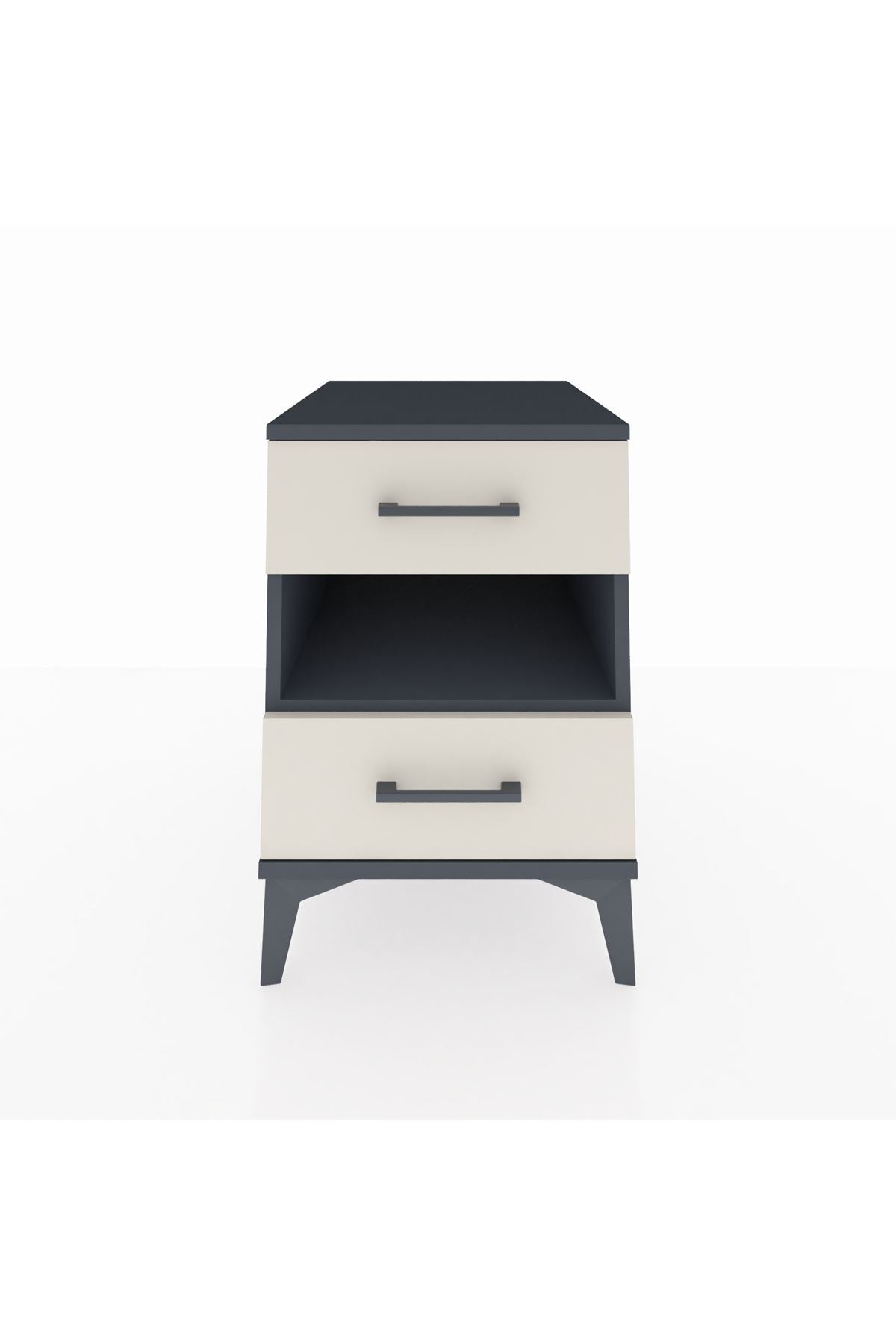 Kronos Komodin Tek Raflı 2 Çekmeceli 44x59x64 Antrasit-Aytaşı