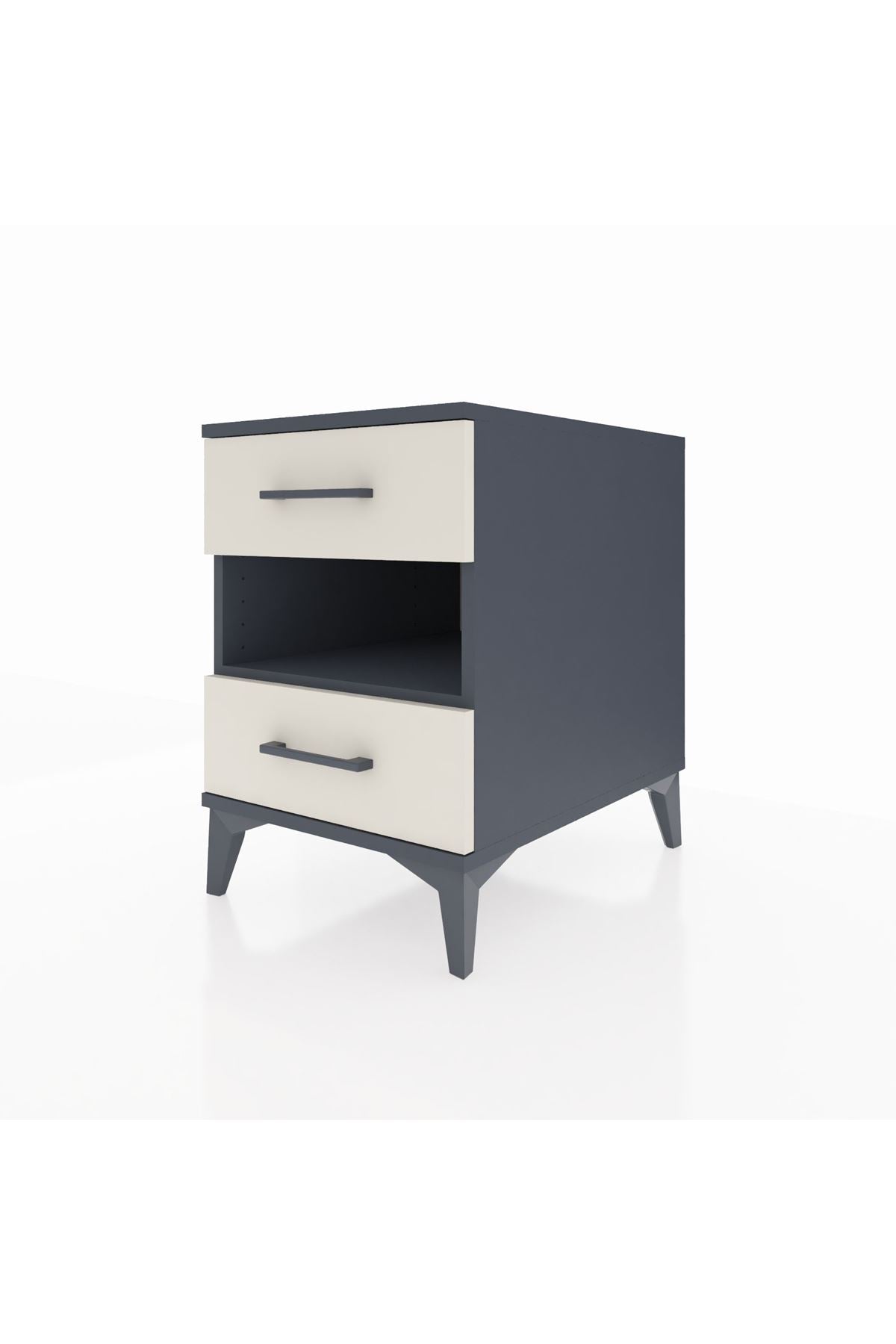 Kronos Komodin Tek Raflı 2 Çekmeceli 44x59x64 Antrasit-Aytaşı