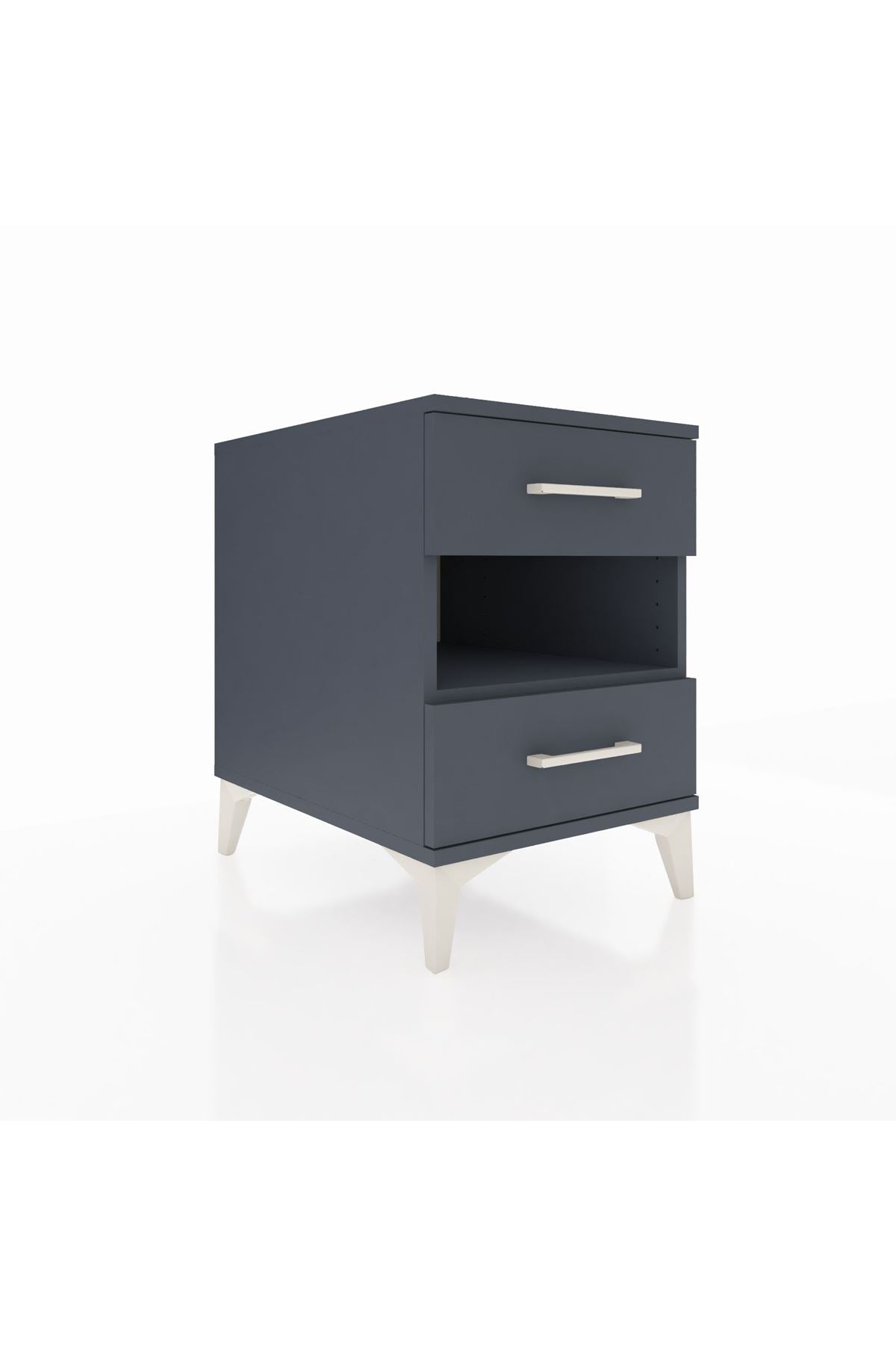 Kronos Komodin Tek Raflı 2 Çekmeceli 44x59x64 Antrasit-Antrasit