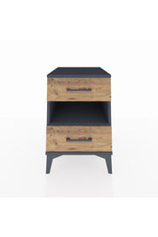 Kronos Komodin Tek Raflı 2 Çekmeceli 44x59x64 Antrasit-Çam