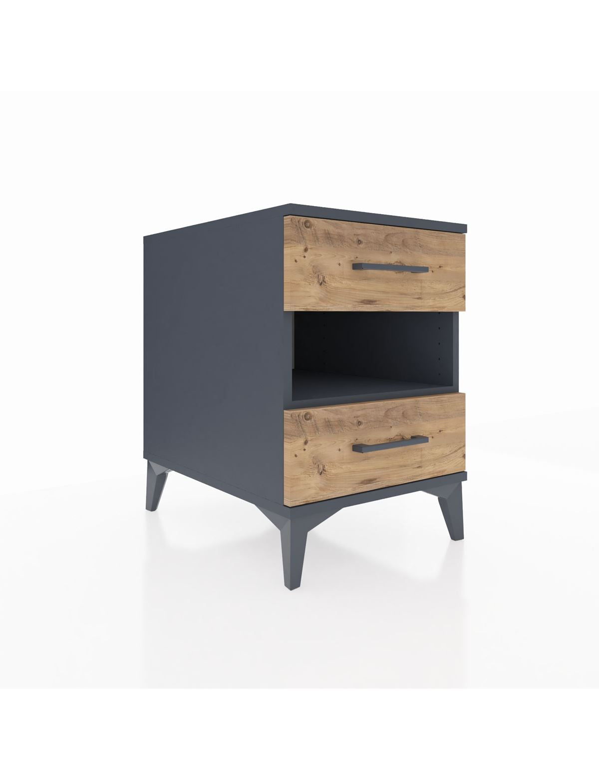 Kronos Komodin Tek Raflı 2 Çekmeceli 44x59x64 Antrasit-Çam