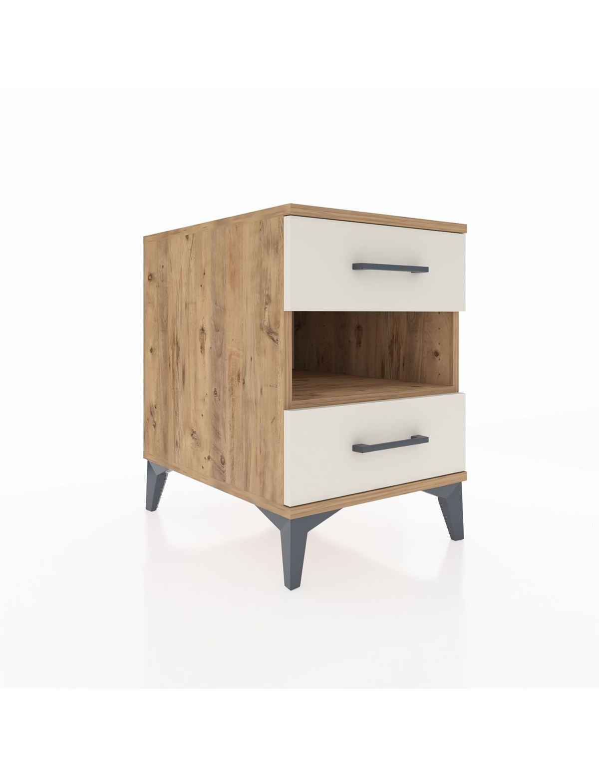 Kronos Komodin Tek Raflı 2 Çekmeceli 44x59x64 Çam-Aytaşı