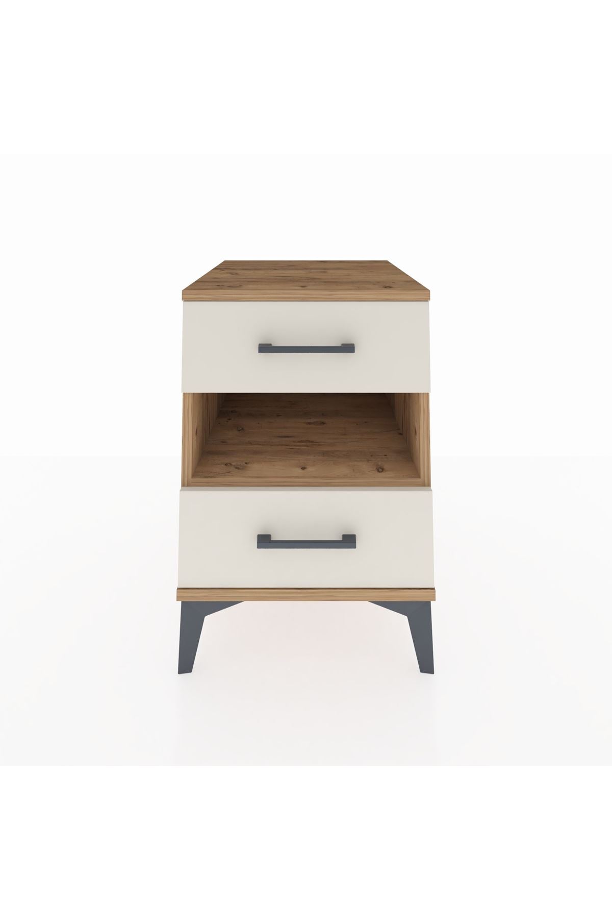 Kronos Komodin Tek Raflı 2 Çekmeceli 44x59x64 Çam-Aytaşı