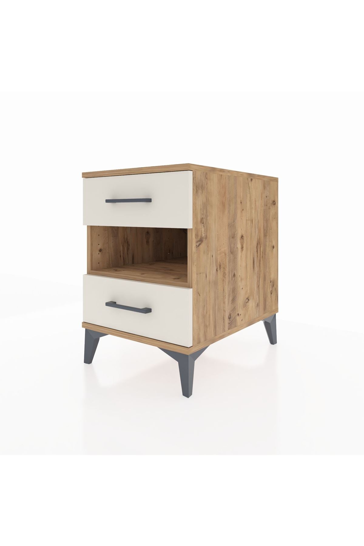 Kronos Komodin Tek Raflı 2 Çekmeceli 44x59x64 Çam-Aytaşı