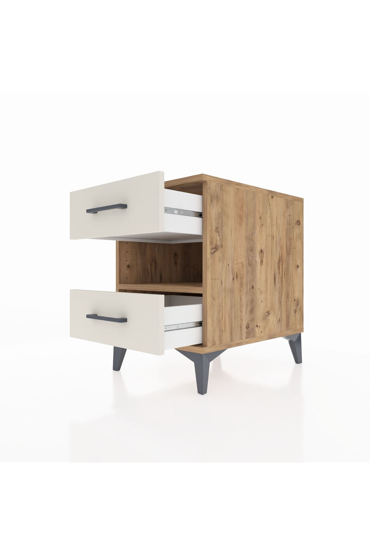 Kronos Komodin Tek Raflı 2 Çekmeceli 44x59x64 Çam-Aytaşı