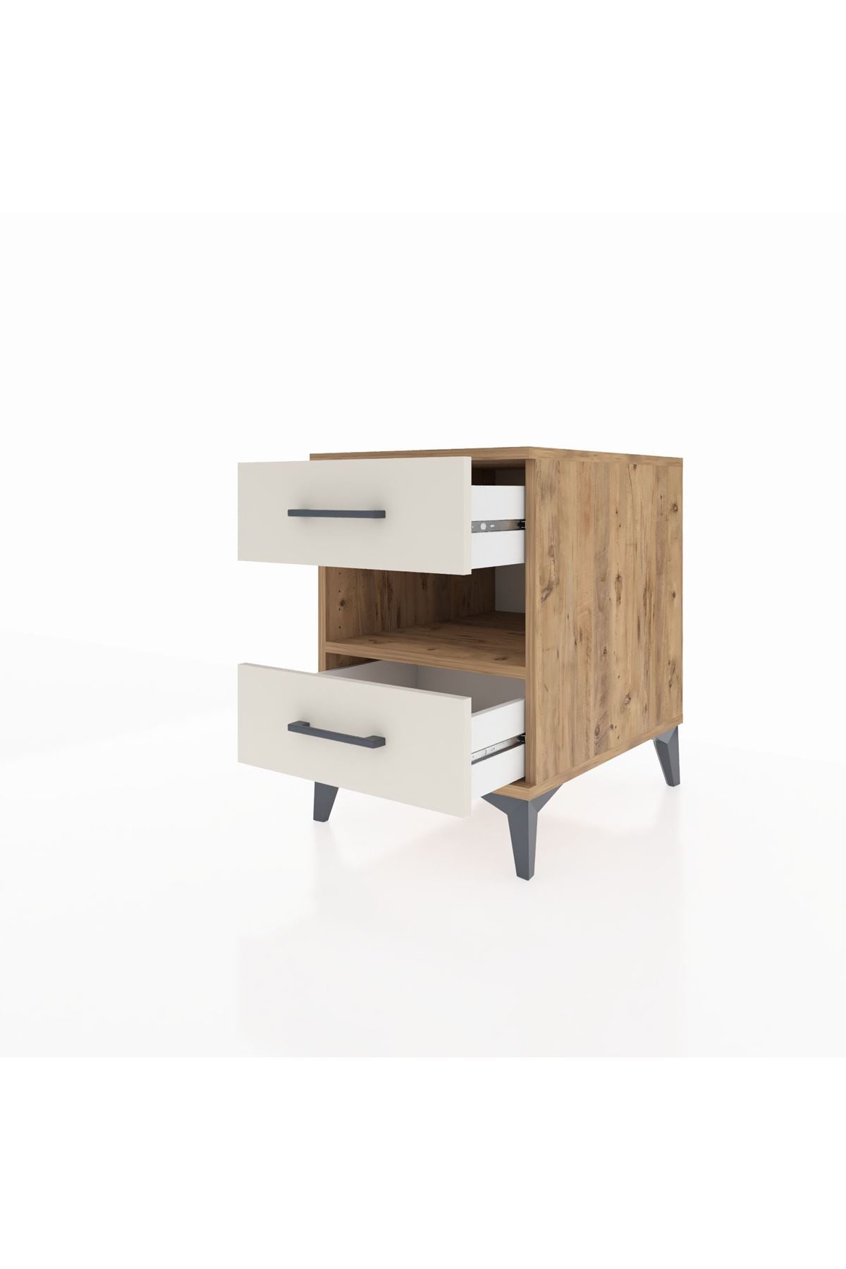 Kronos Komodin Tek Raflı 2 Çekmeceli 44x59x64 Çam-Aytaşı