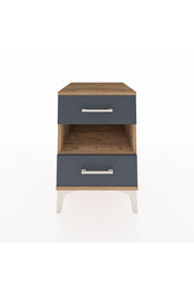 Kronos Komodin Tek Raflı 2 Çekmeceli 44x59x64 Çam-Antrasit