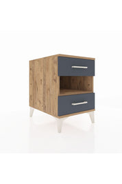 Kronos Komodin Tek Raflı 2 Çekmeceli 44x59x64 Çam-Antrasit