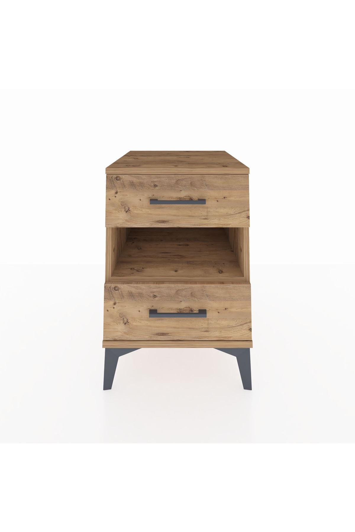 Kronos Komodin Tek Raflı 2 Çekmeceli 44x59x64 Çam-Çam