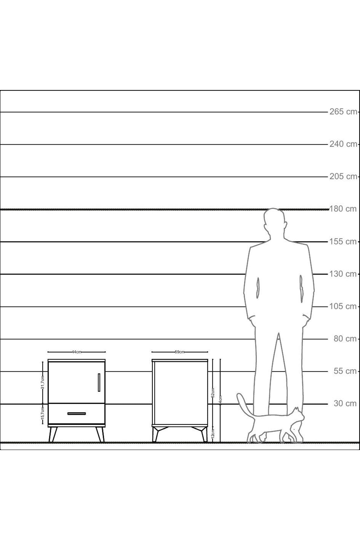 Kronos Komodin 2 Raflı Tek Çekmeceli Tek Kapaklı 44x59x64 Aytaşı-Aytaşı