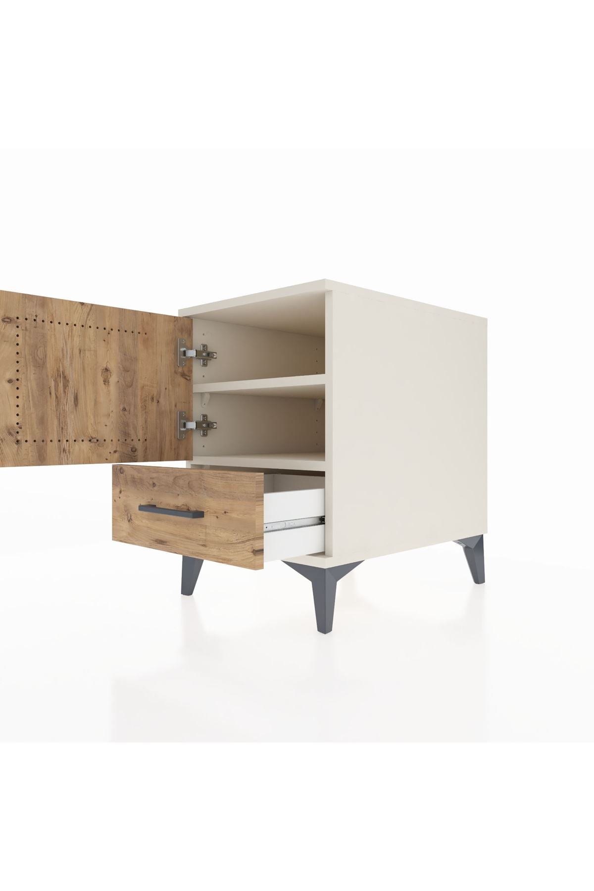 Kronos Komodin 2 Raflı Tek Çekmeceli Tek Kapaklı 44x59x64 Aytaşı-Çam