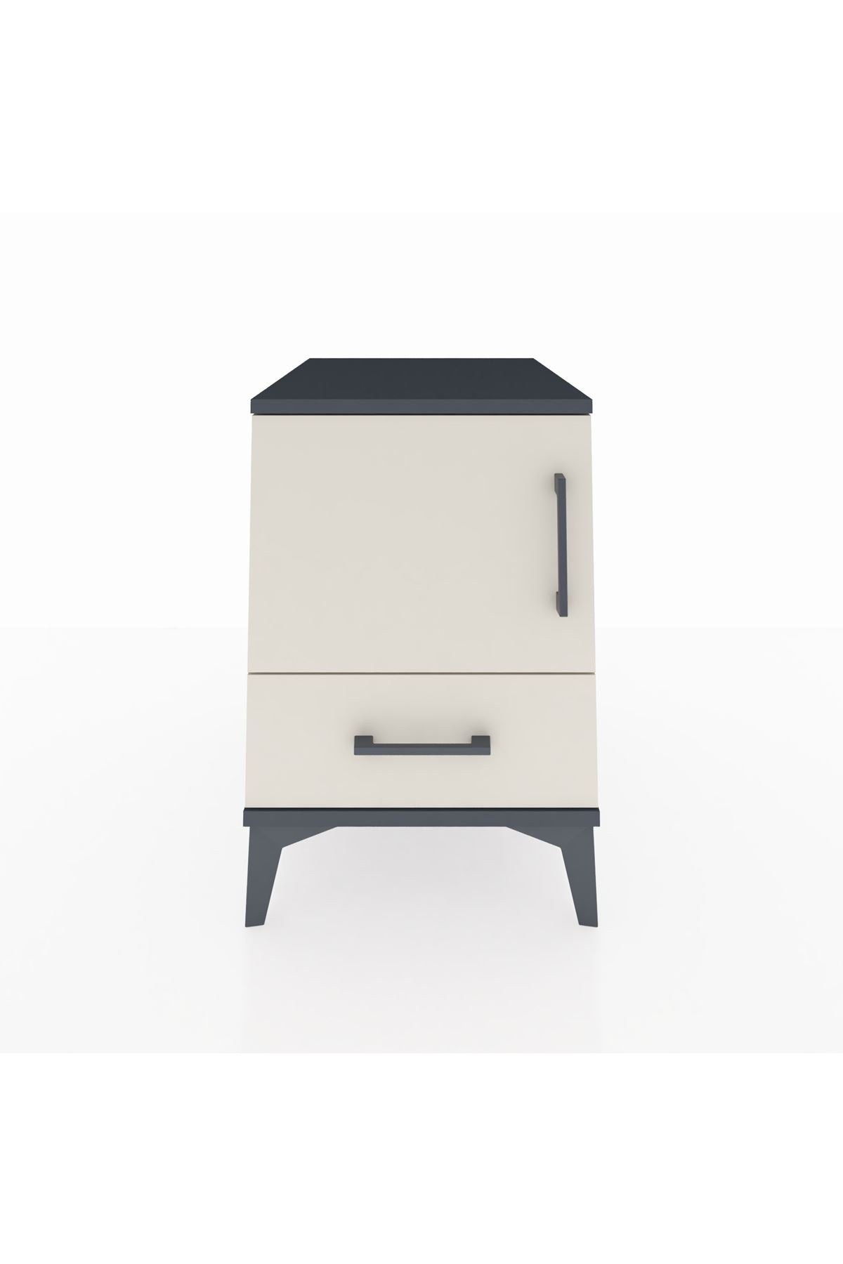 Kronos Komodin 2 Raflı Tek Çekmeceli Tek Kapaklı 44x59x64 Antrasit-Aytaşı