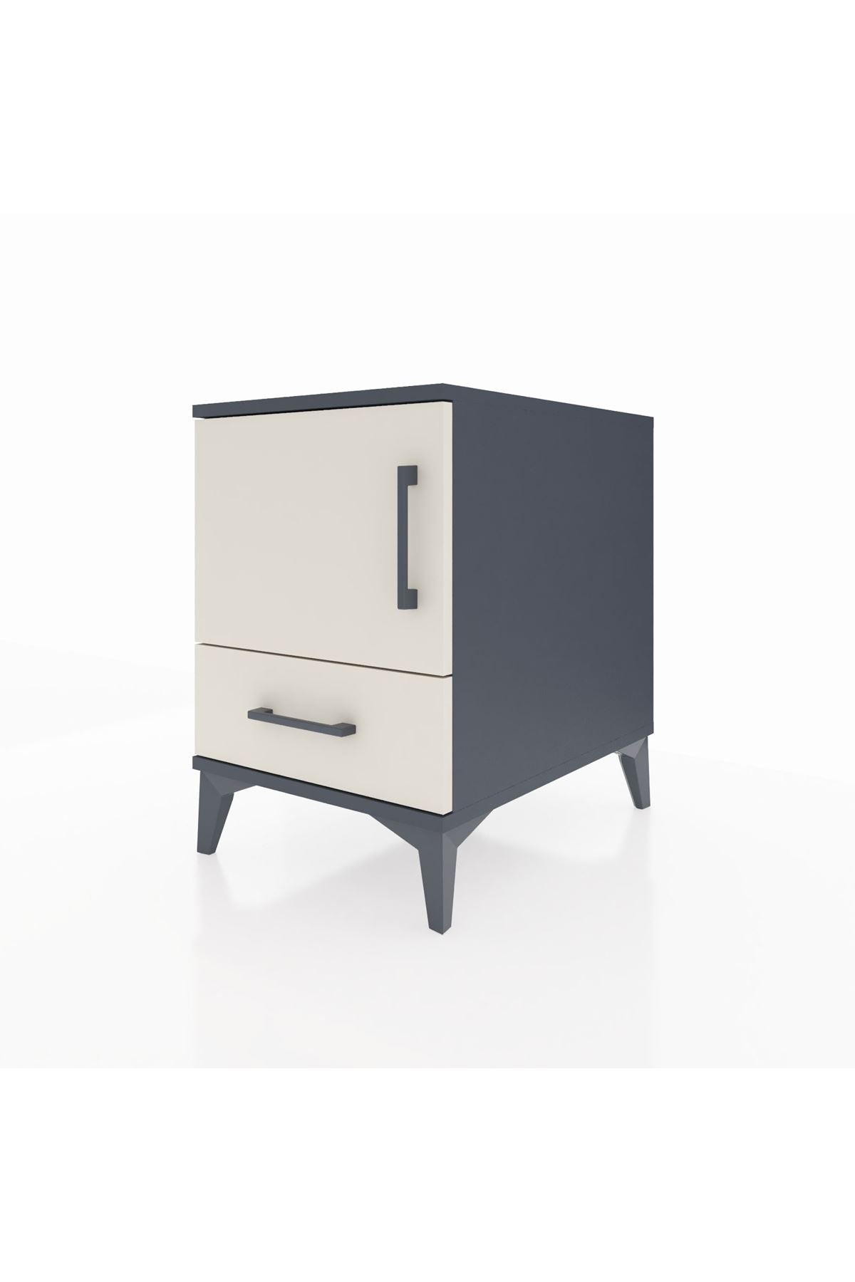 Kronos Komodin 2 Raflı Tek Çekmeceli Tek Kapaklı 44x59x64 Antrasit-Aytaşı