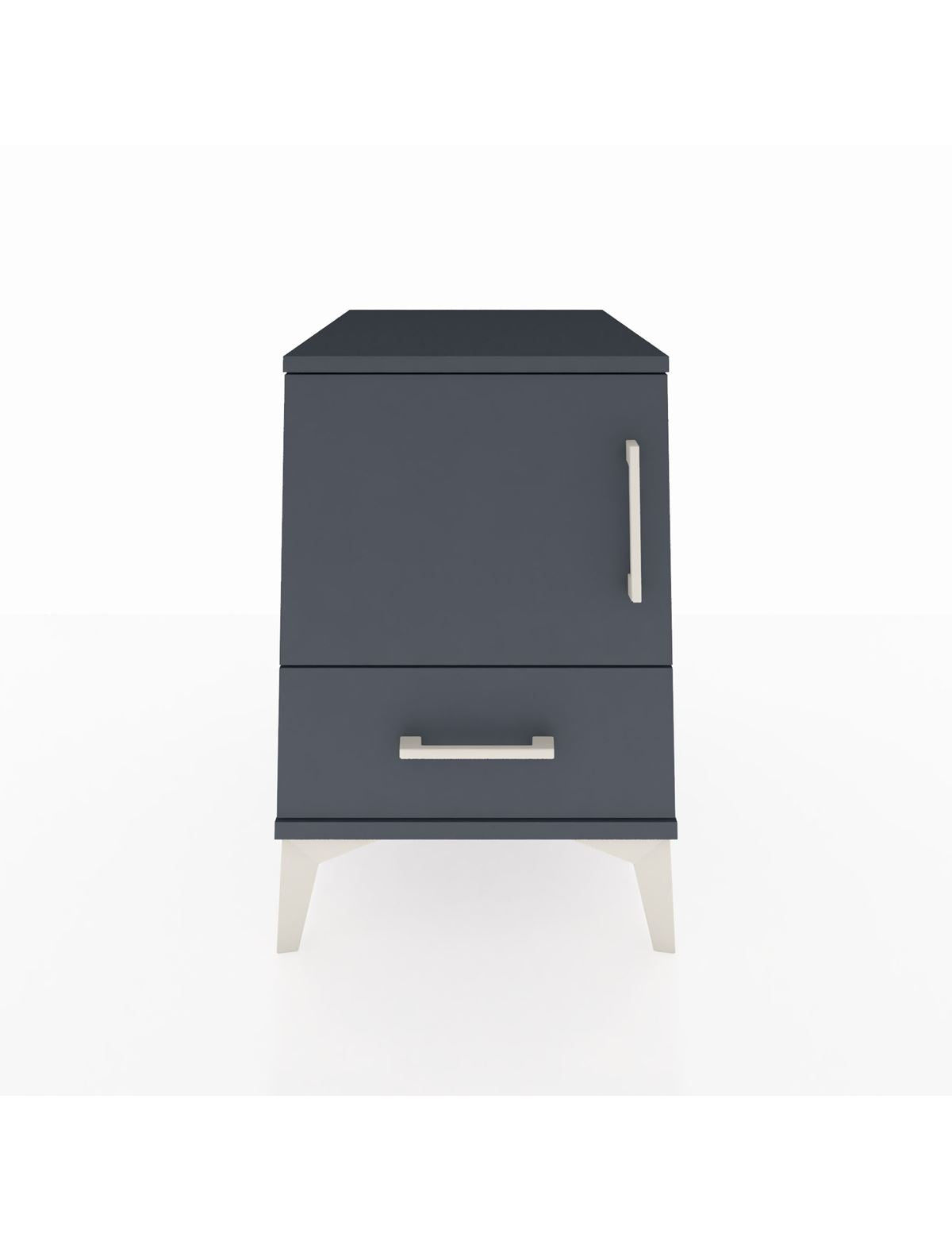 Kronos Komodin 2 Raflı Tek Çekmeceli Tek Kapaklı 44x59x64 Antrasit-Antrasit