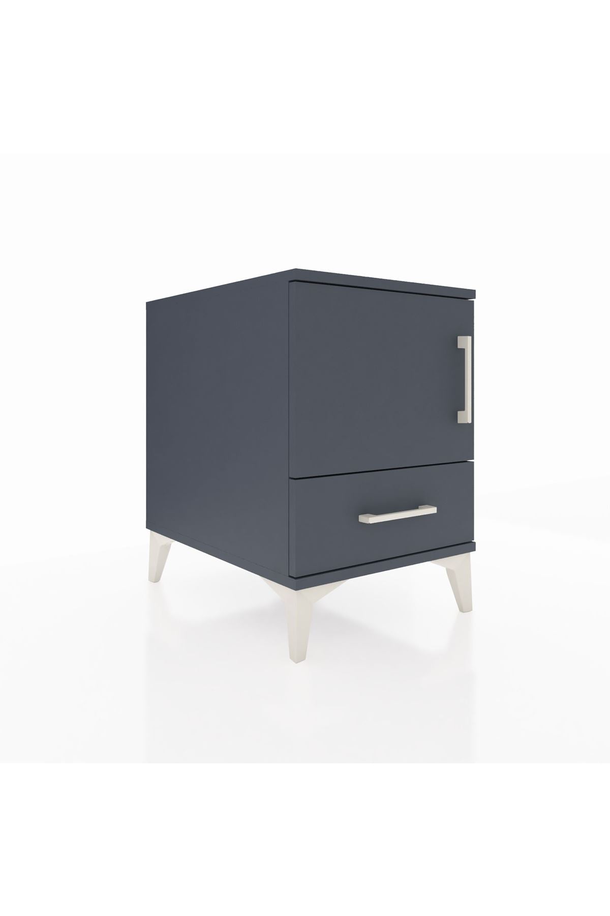 Kronos Komodin 2 Raflı Tek Çekmeceli Tek Kapaklı 44x59x64 Antrasit-Antrasit