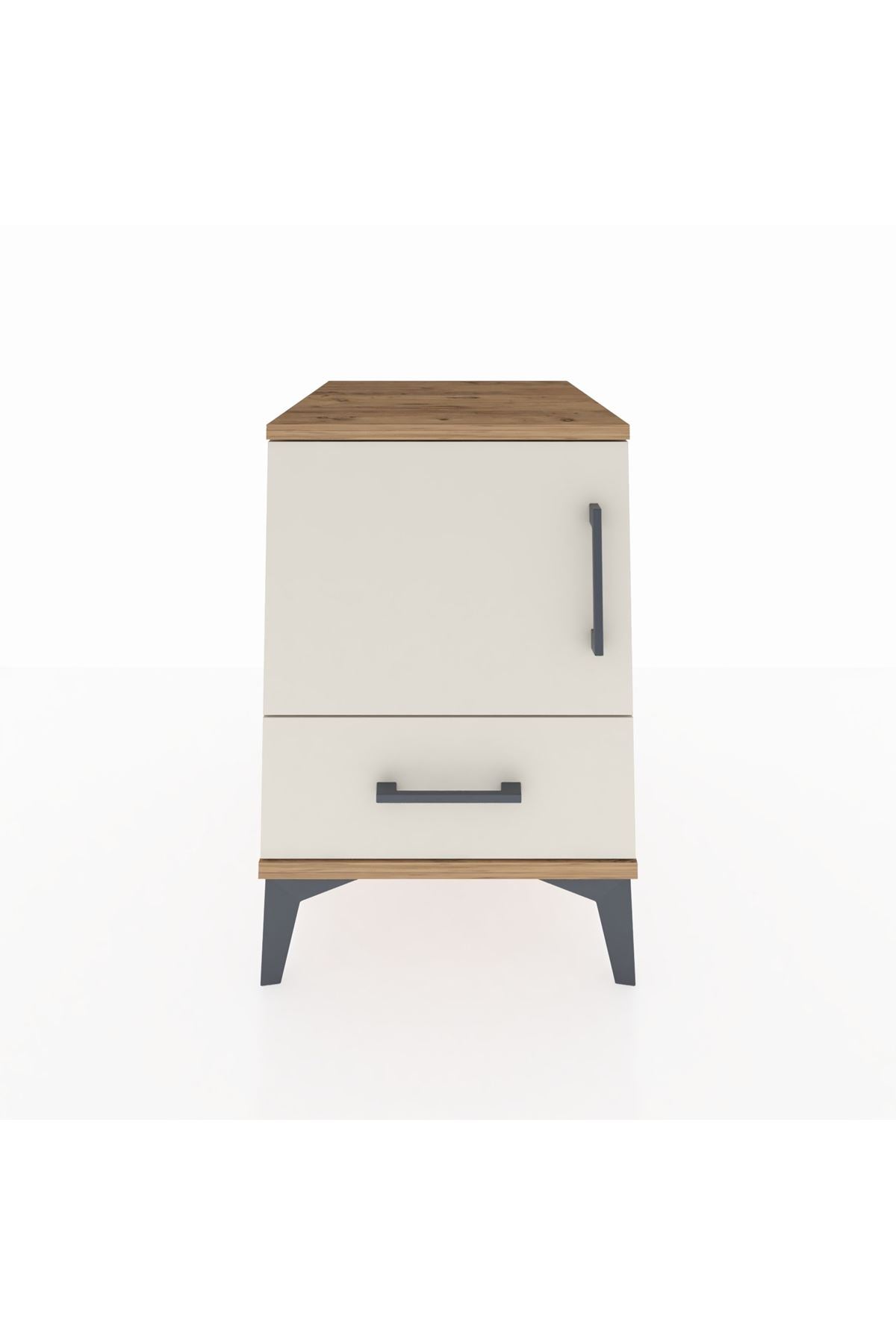 Kronos Komodin 2 Raflı Tek Çekmeceli Tek Kapaklı 44x59x64 Çam-Aytaşı