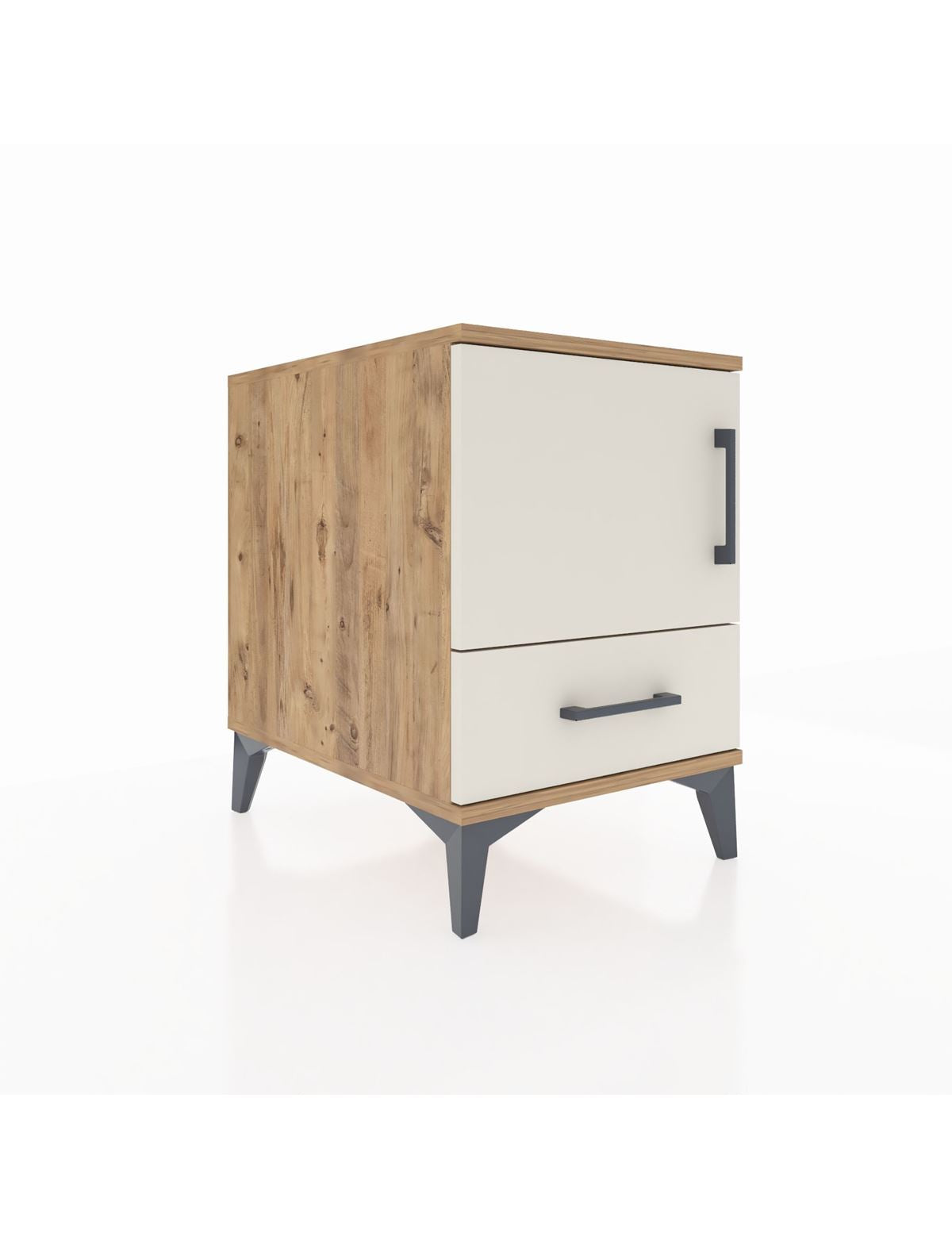 Kronos Komodin 2 Raflı Tek Çekmeceli Tek Kapaklı 44x59x64 Çam-Aytaşı