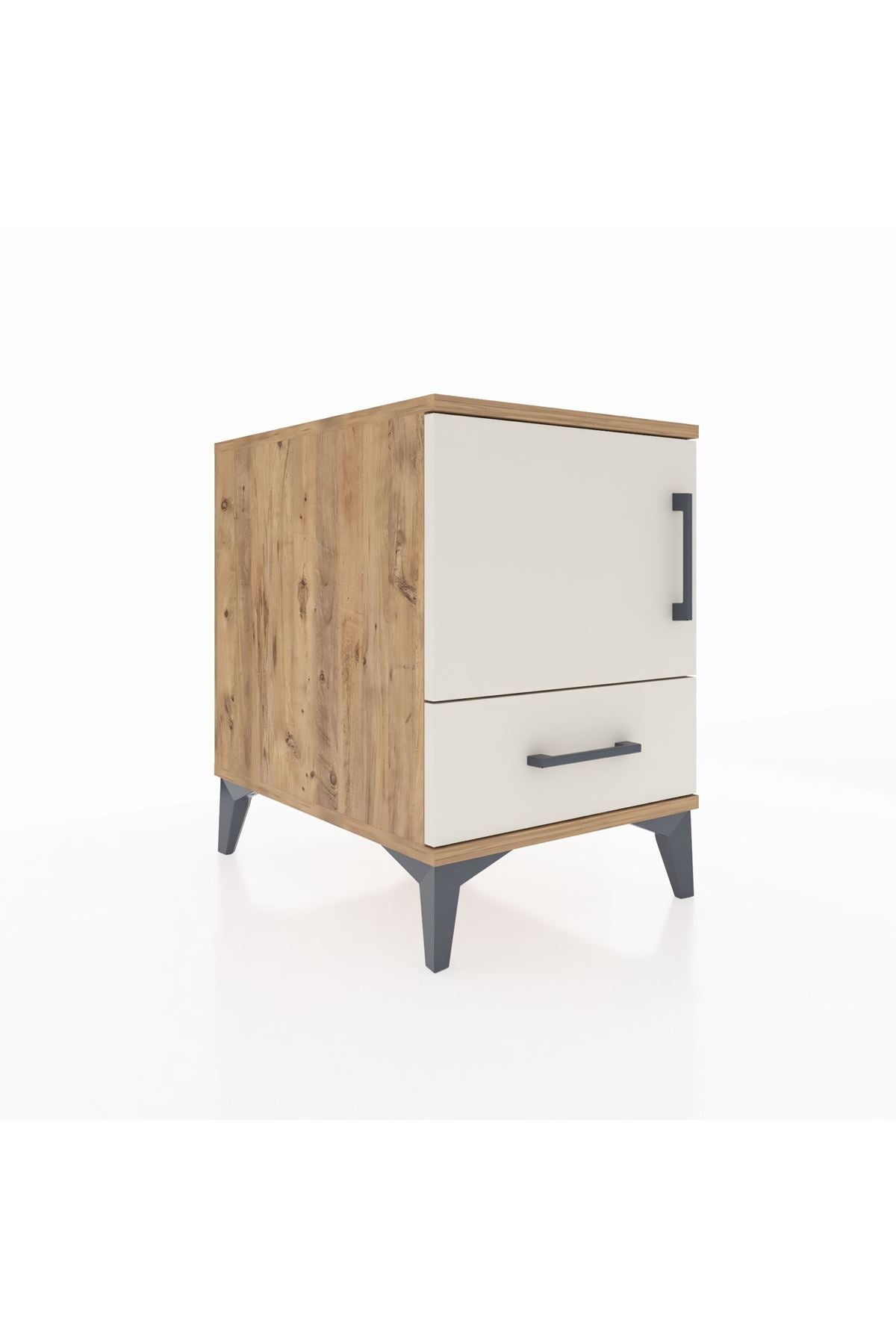 Kronos Komodin 2 Raflı Tek Çekmeceli Tek Kapaklı 44x59x64 Çam-Aytaşı