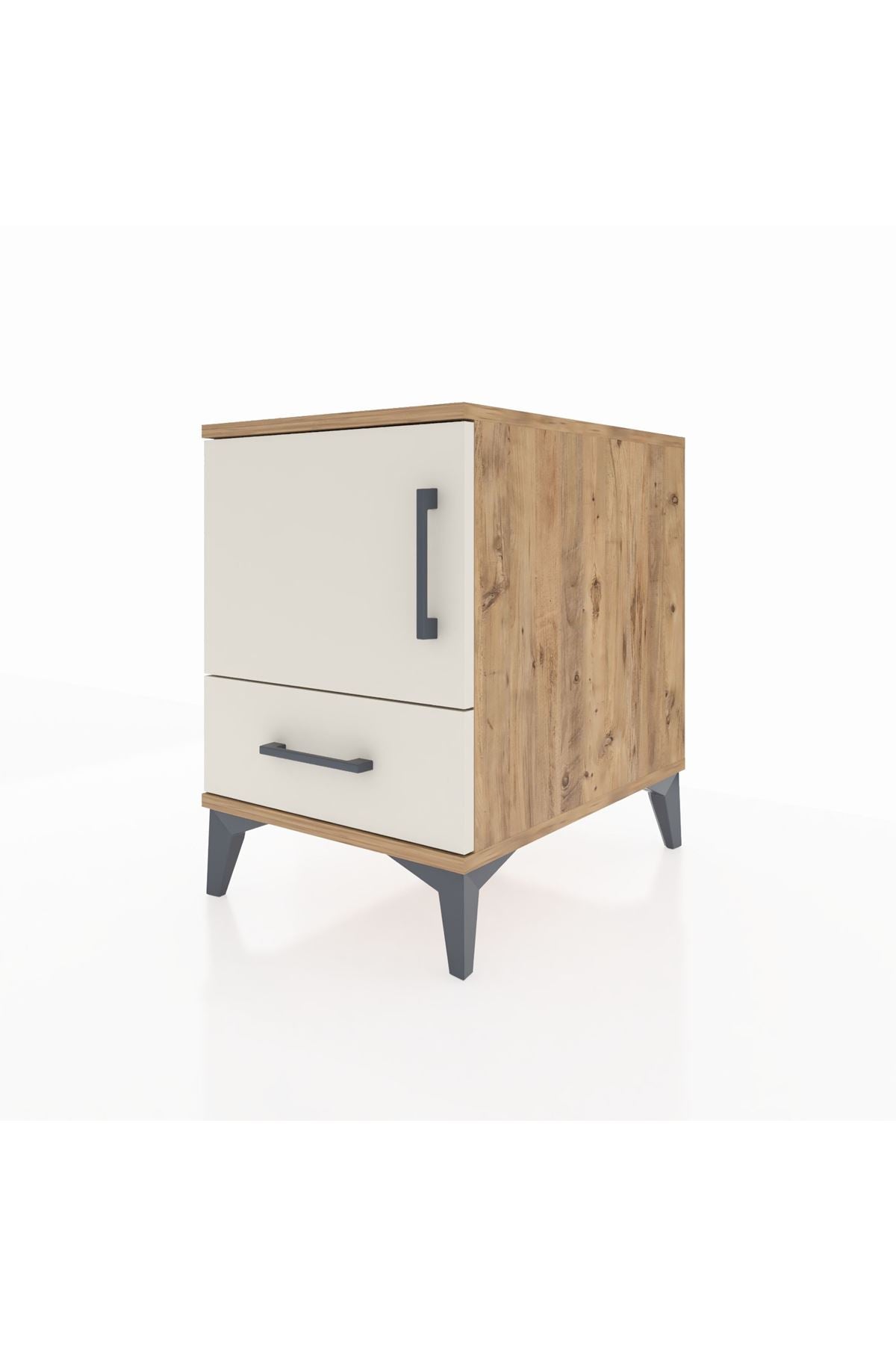 Kronos Komodin 2 Raflı Tek Çekmeceli Tek Kapaklı 44x59x64 Çam-Aytaşı