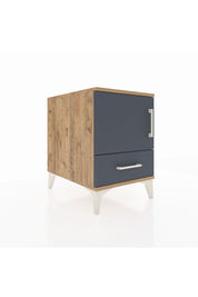 Kronos Komodin 2 Raflı Tek Çekmeceli Tek Kapaklı 44x59x64 Çam-Antrasit