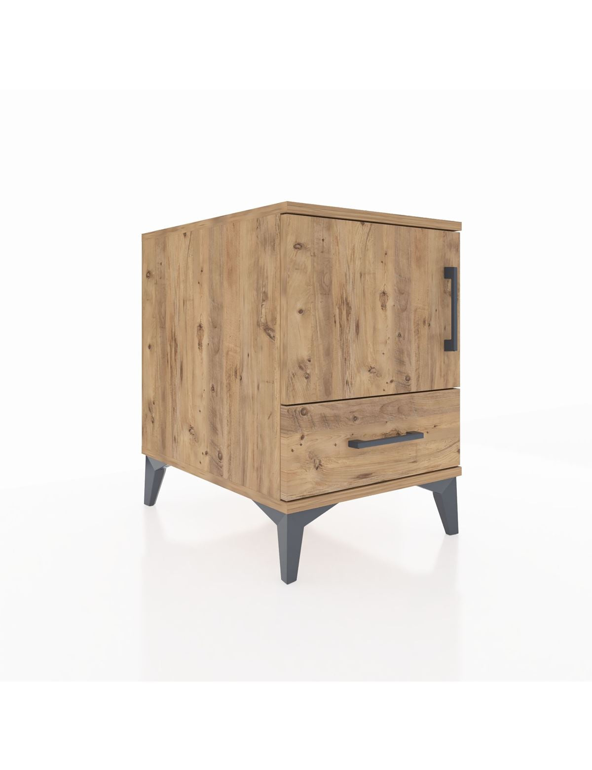 Kronos Komodin 2 Raflı Tek Çekmeceli Tek Kapaklı 44x59x64 Çam-Çam