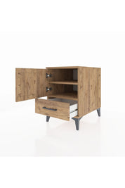 Kronos Komodin 2 Raflı Tek Çekmeceli Tek Kapaklı 44x59x64 Çam-Çam