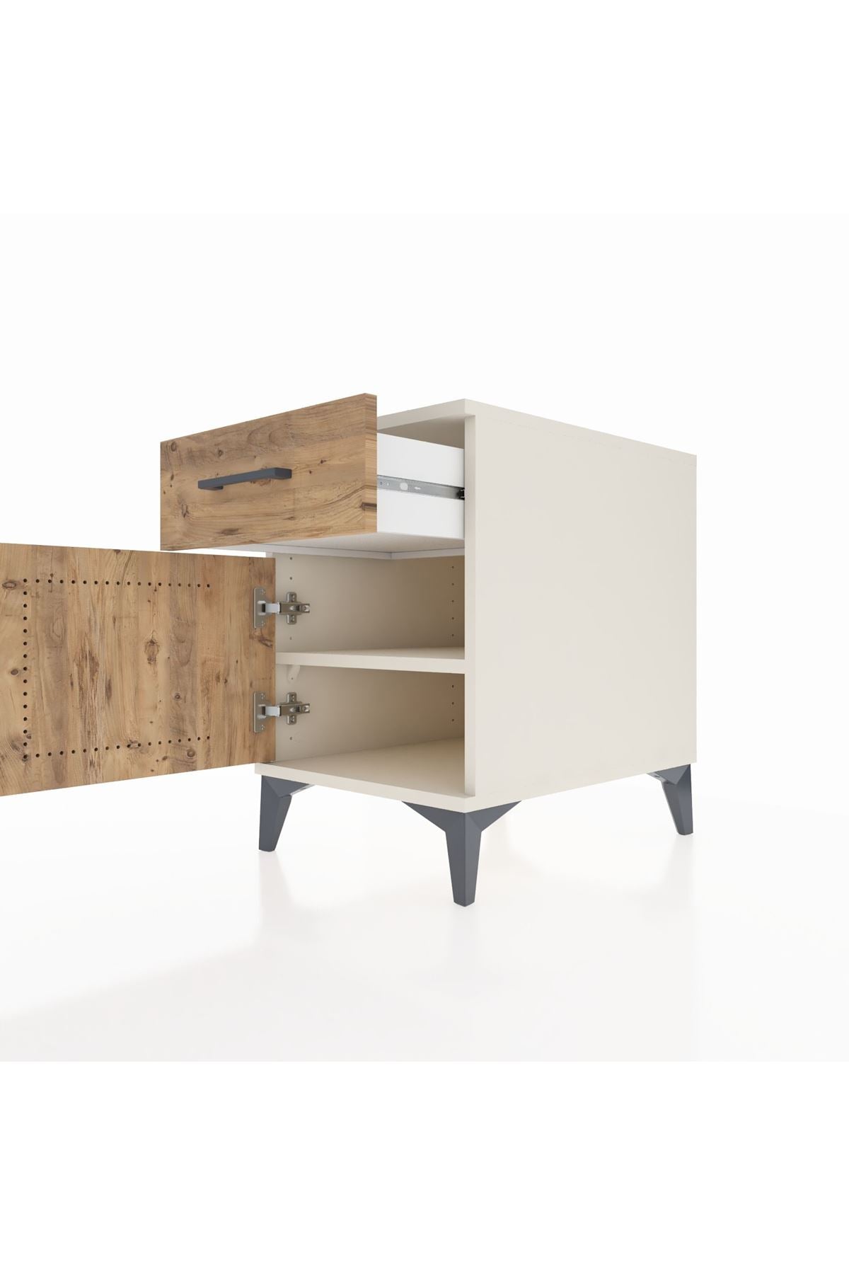 Kronos Komodin Tek Raflı Tek Çekmeceli Tek Kapaklı 44x59x64 Aytaşı-Çam