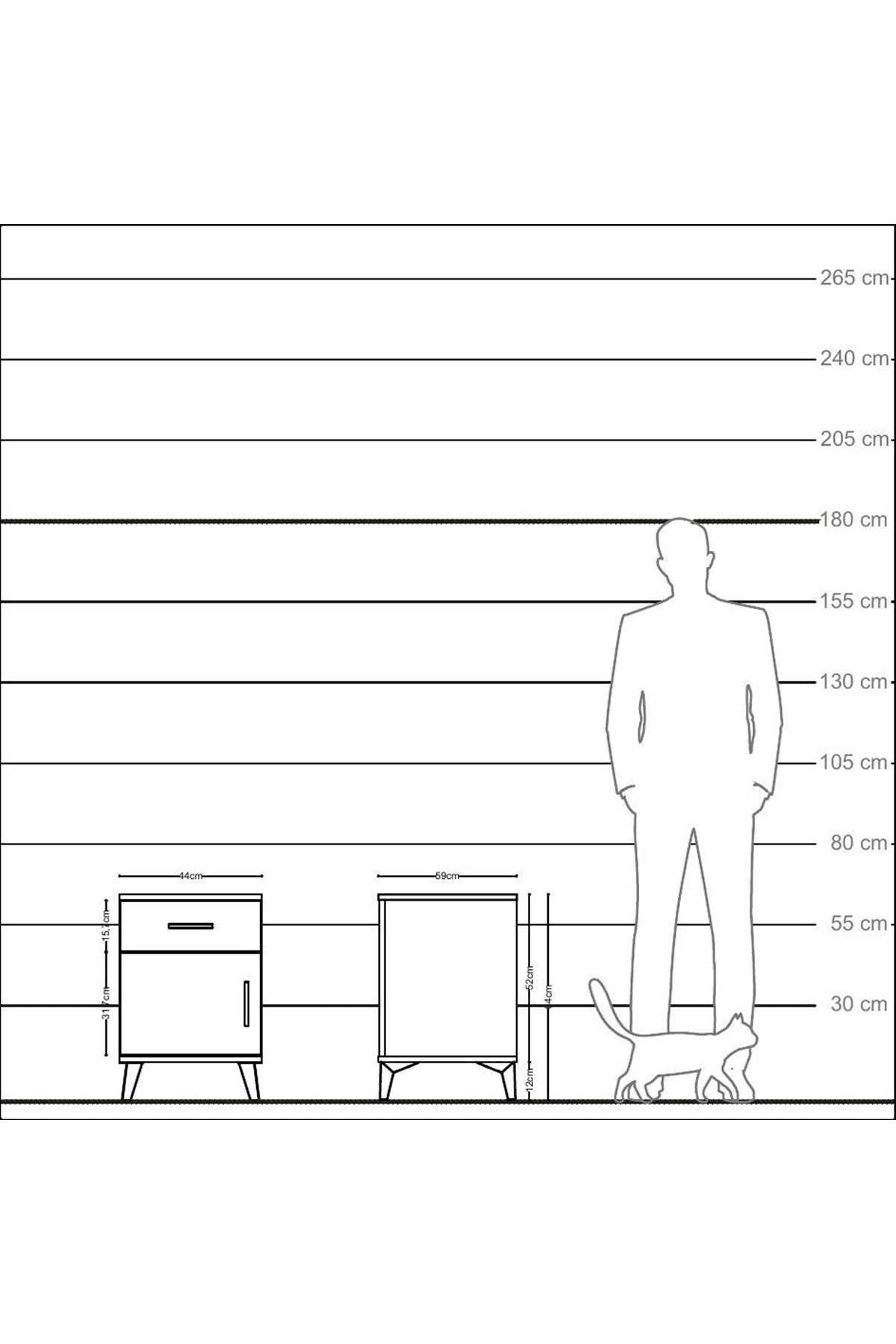 Kronos Komodin Tek Raflı Tek Çekmeceli Tek Kapaklı 44x59x64 Aytaşı-Çam