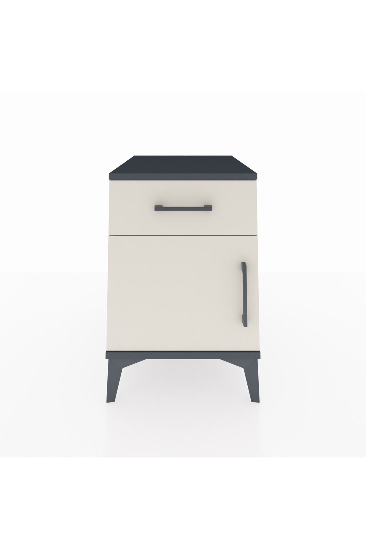 Kronos Komodin Tek Raflı Tek Çekmeceli Tek Kapaklı 44x59x64 Antrasit-Aytaşı