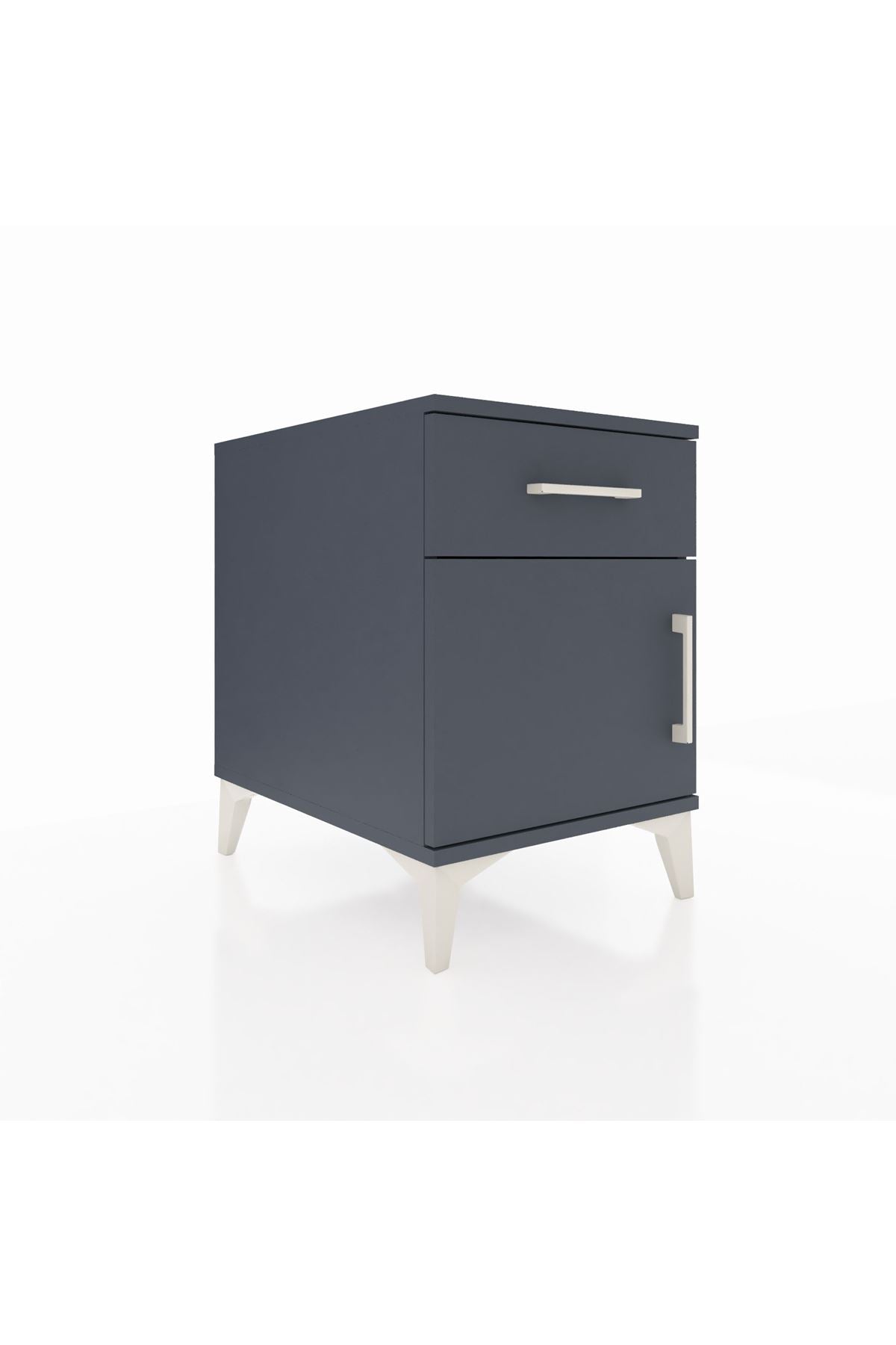 Kronos Komodin Tek Raflı Tek Çekmeceli Tek Kapaklı 44x59x64 Antrasit-Antrasit