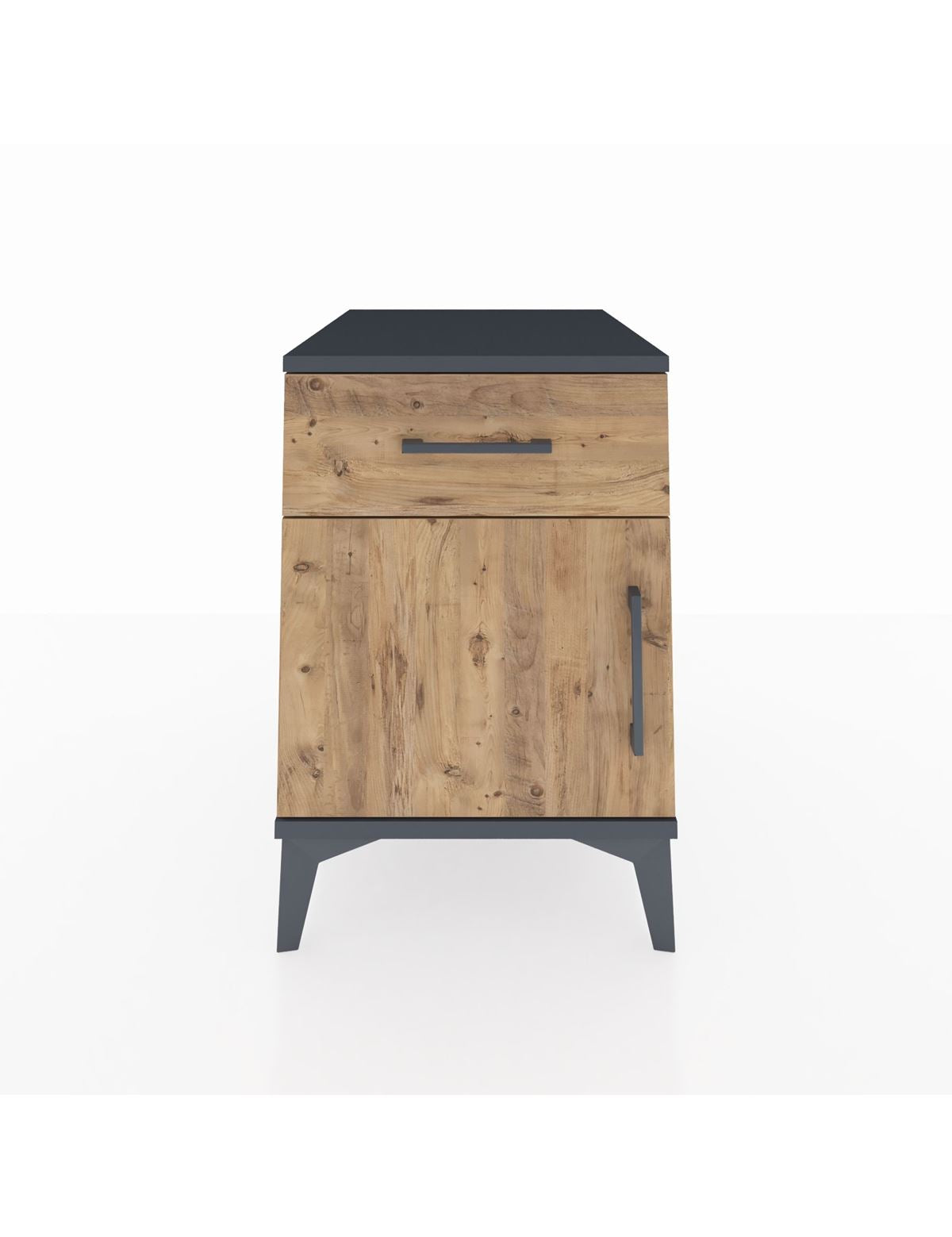 Kronos Komodin Tek Raflı Tek Çekmeceli Tek Kapaklı 44x59x64 Antrasit-Çam