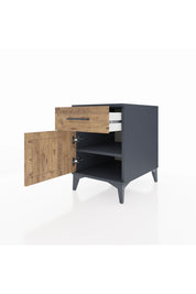 Kronos Komodin Tek Raflı Tek Çekmeceli Tek Kapaklı 44x59x64 Antrasit-Çam