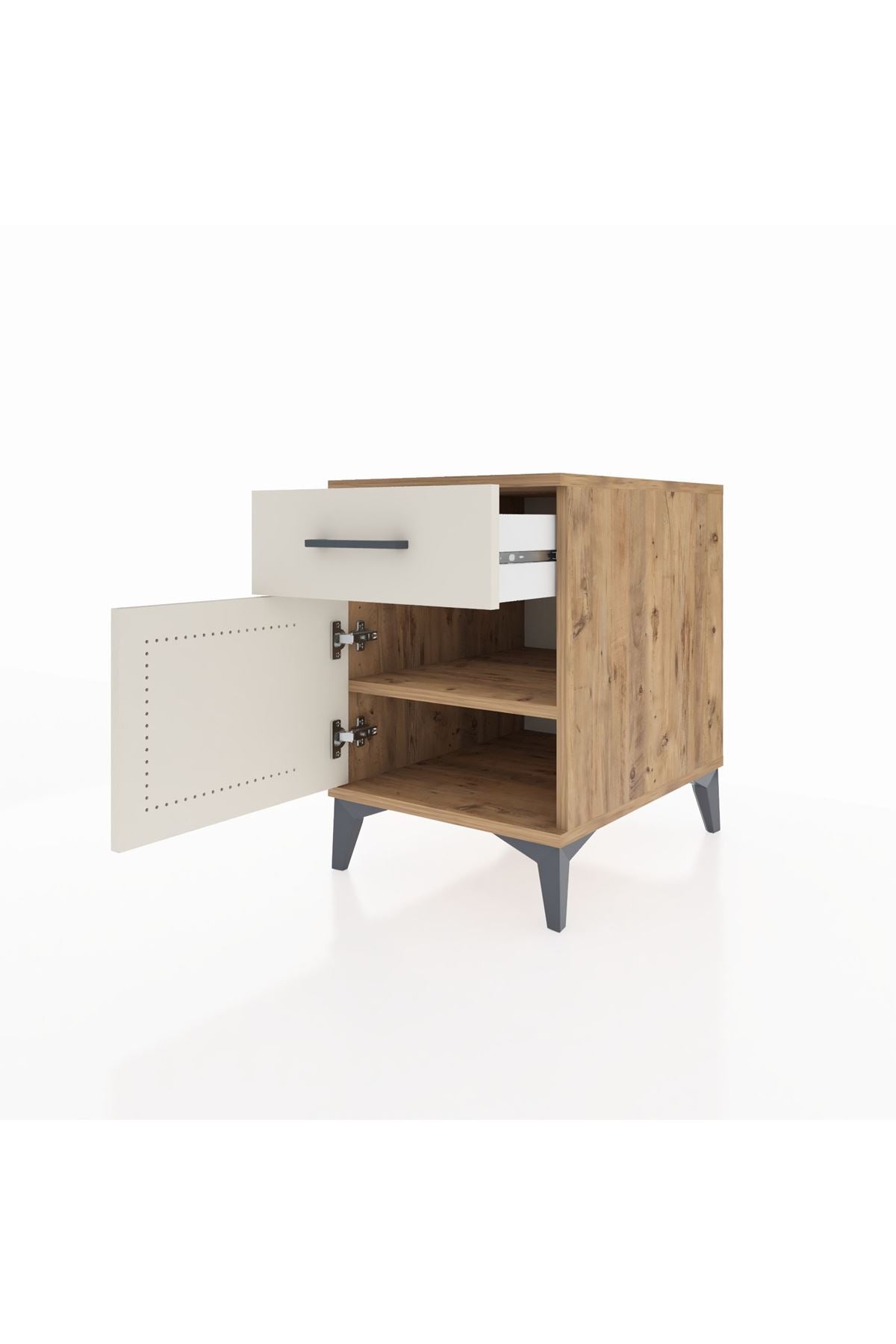 Kronos Komodin Tek Raflı Tek Çekmeceli Tek Kapaklı 44x59x64 Çam-Aytaşı