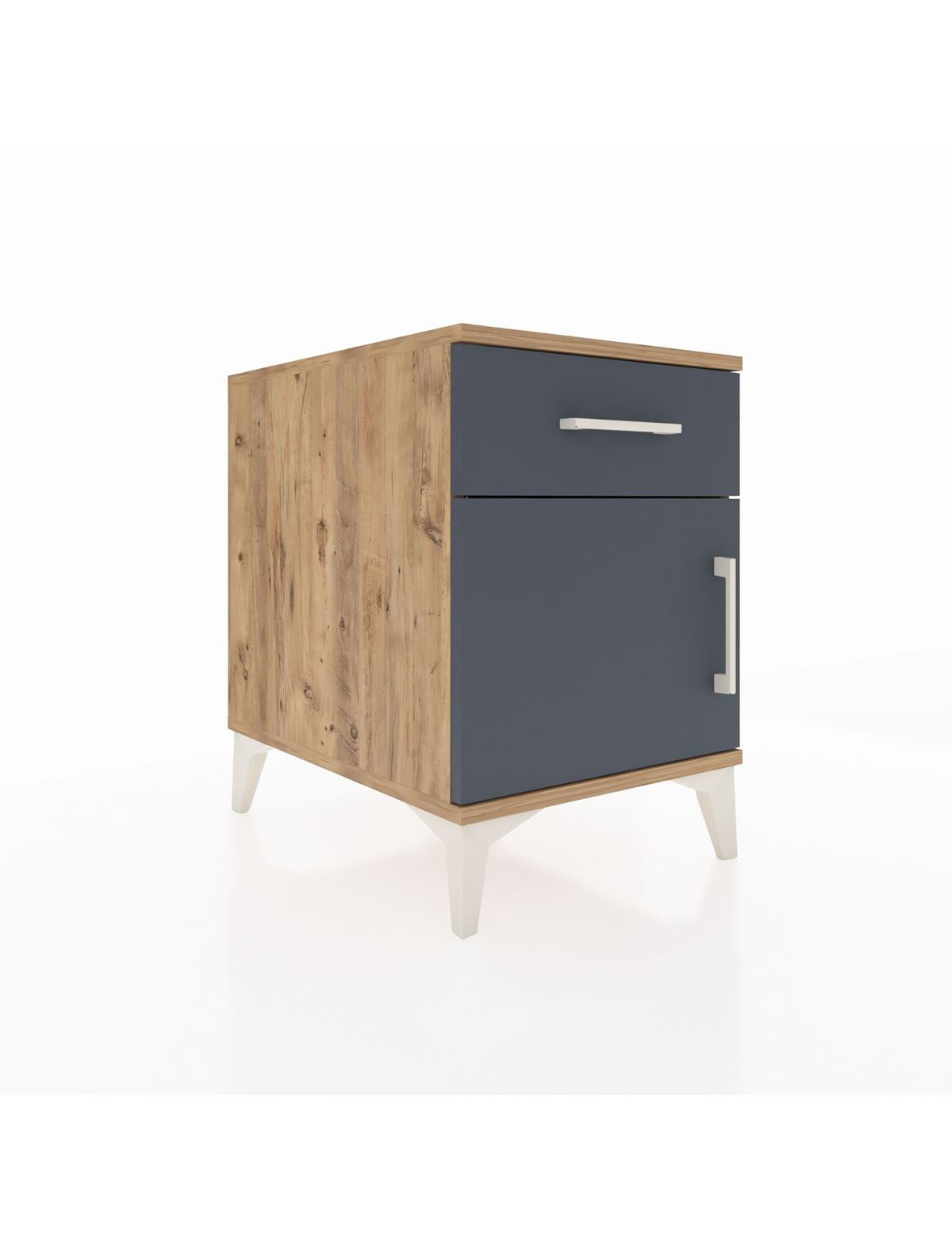 Kronos Komodin Tek Raflı Tek Çekmeceli Tek Kapaklı 44x59x64 Çam-Antrasit