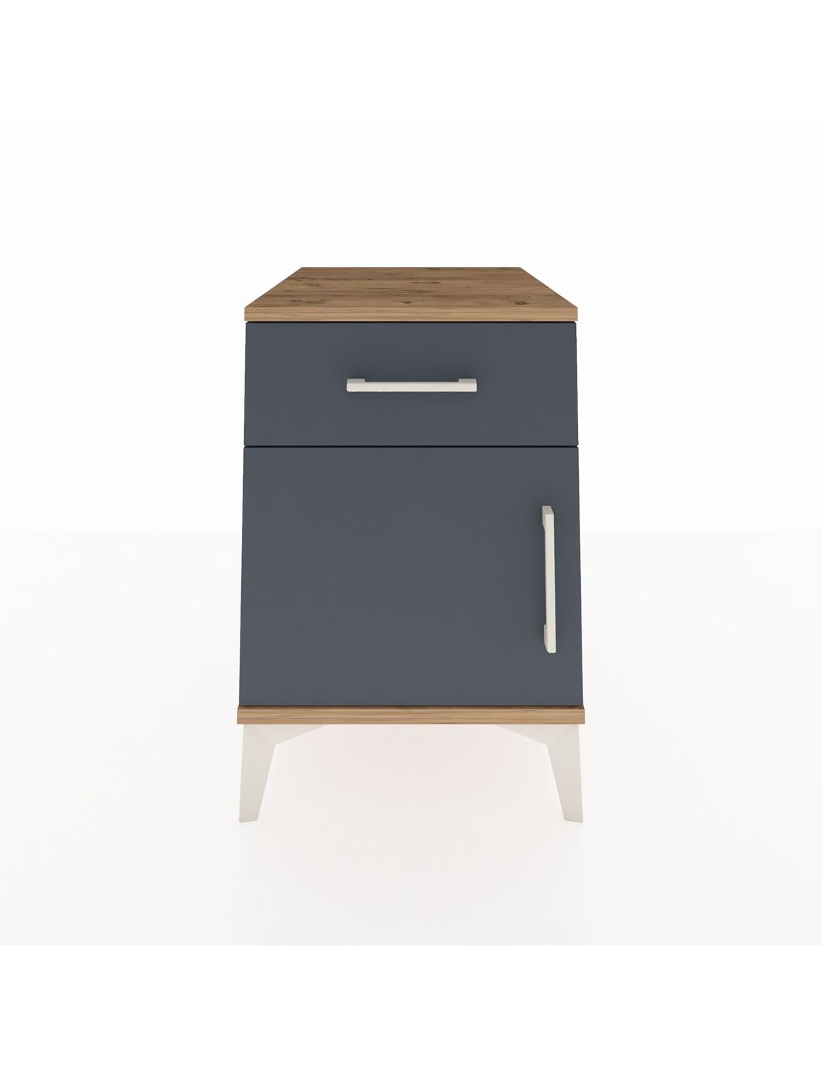 Kronos Komodin Tek Raflı Tek Çekmeceli Tek Kapaklı 44x59x64 Çam-Antrasit